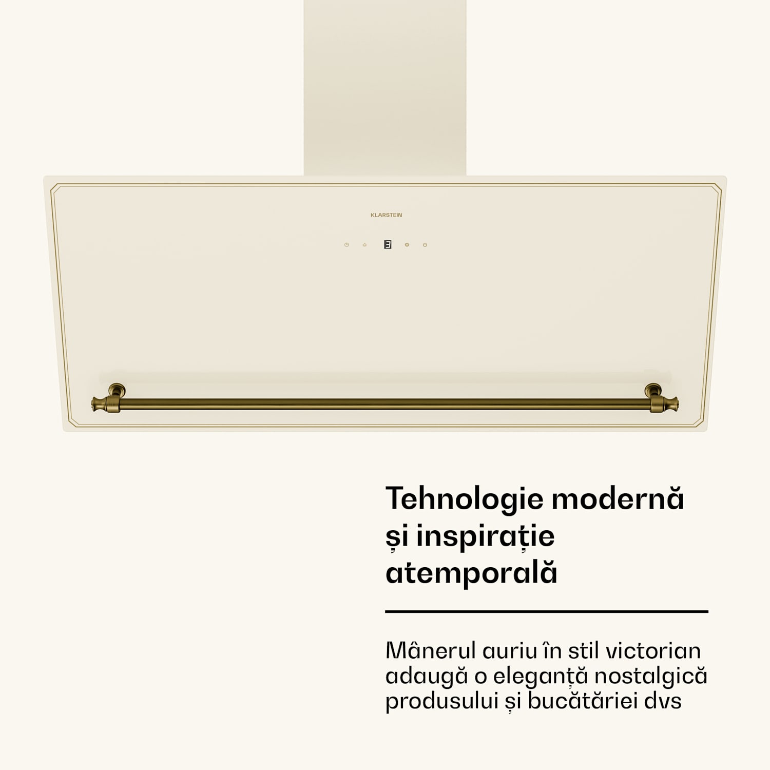 Victoria hotă înclinată, 90 cm, debit de aer 336 m³/h. 90 cm | Cremă de epocă
