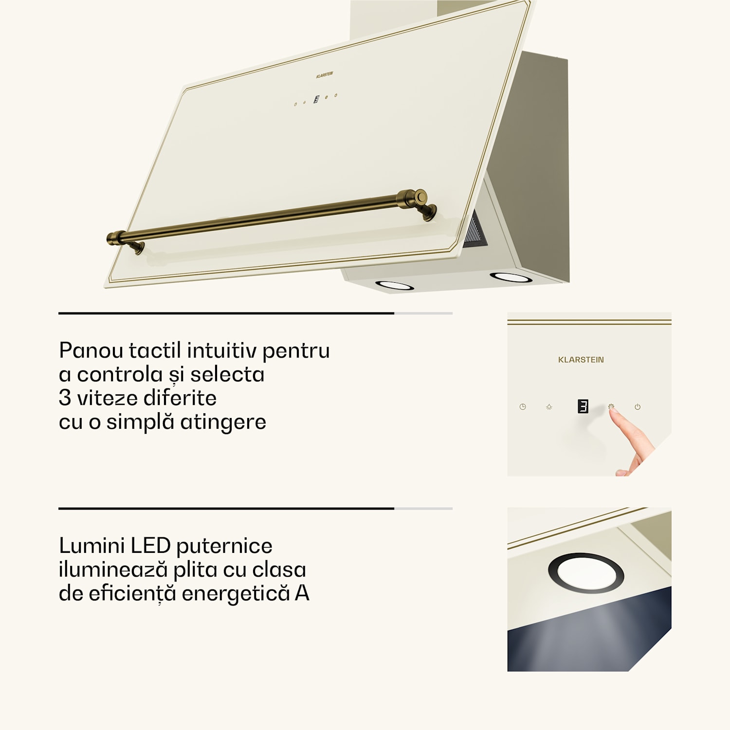 Victoria hotă înclinată, 90 cm, debit de aer 336 m³/h. 90 cm | Cremă de epocă