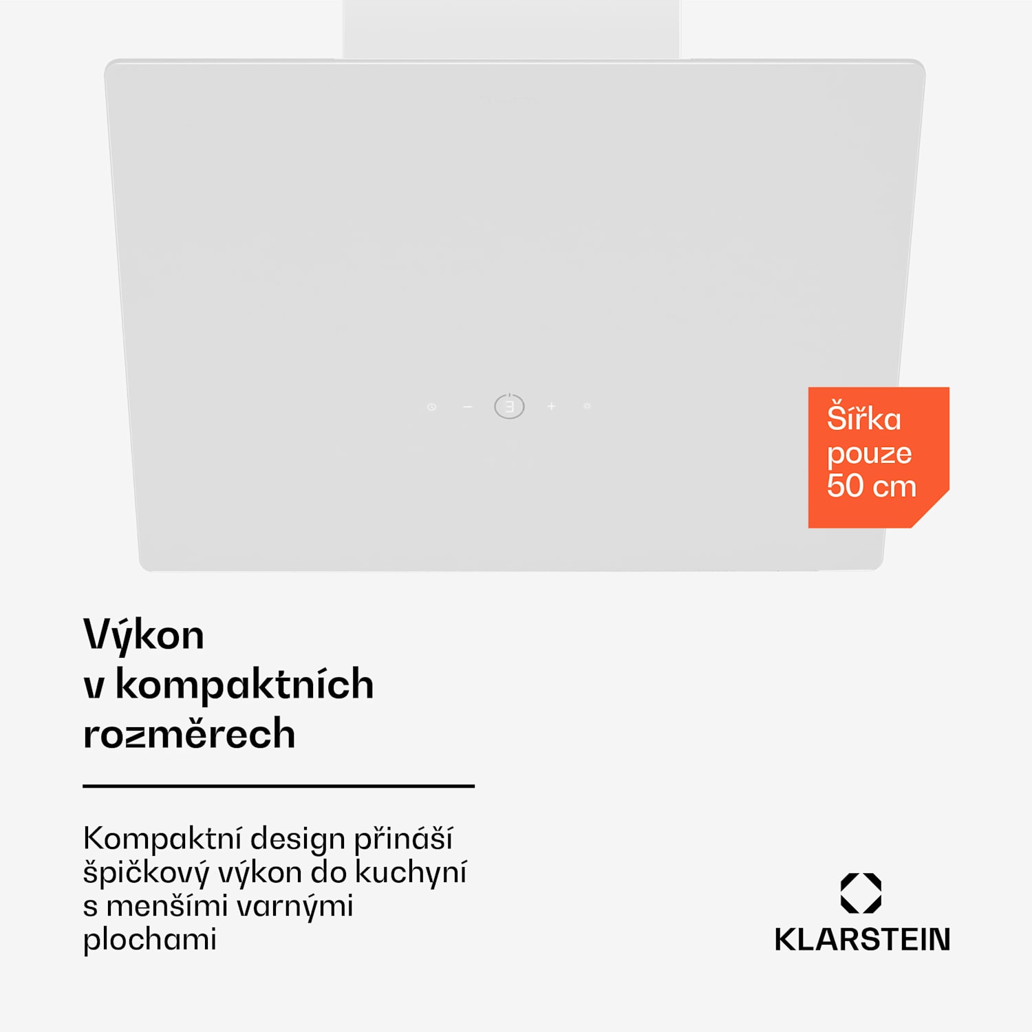 MaxAir digestoř, Kompaktní a výkonná, Energetická účinnost A++, Duální ventilace 50 cm | Bílá
