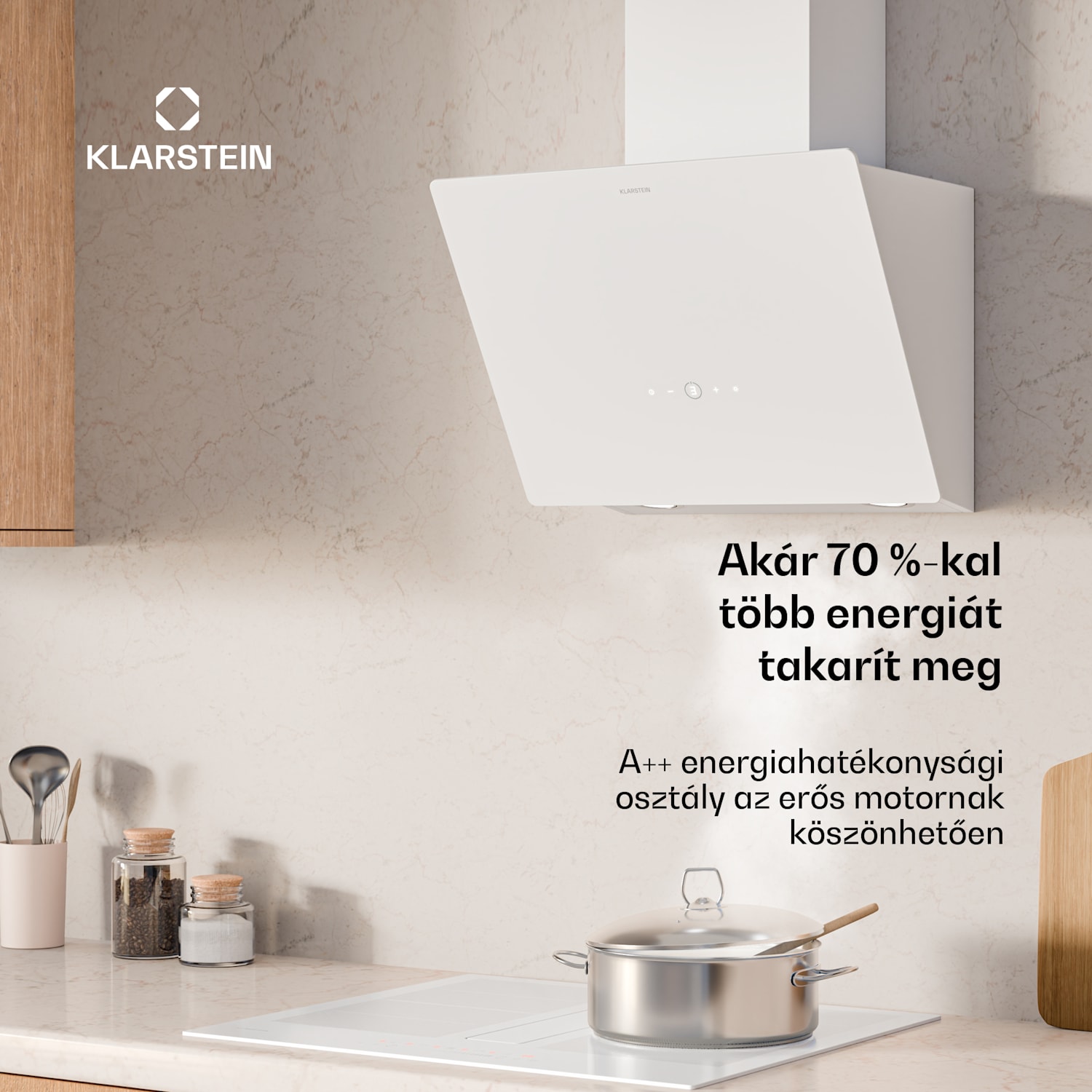 MaxAir páraelszívó, Kompakt és nagy teljesítményű, Energiahatékonyság A++, Kettős szellőzés 50 cm | Fehér