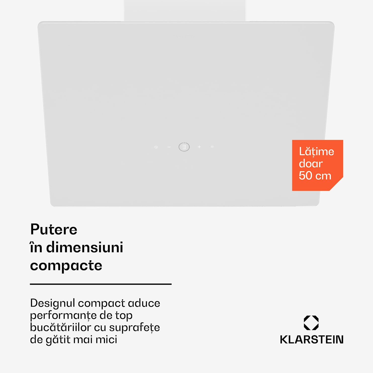 Hota MaxAir, Compact și puternic, Eficiență energetică A++, Ventilație dublă 50 cm | Alb