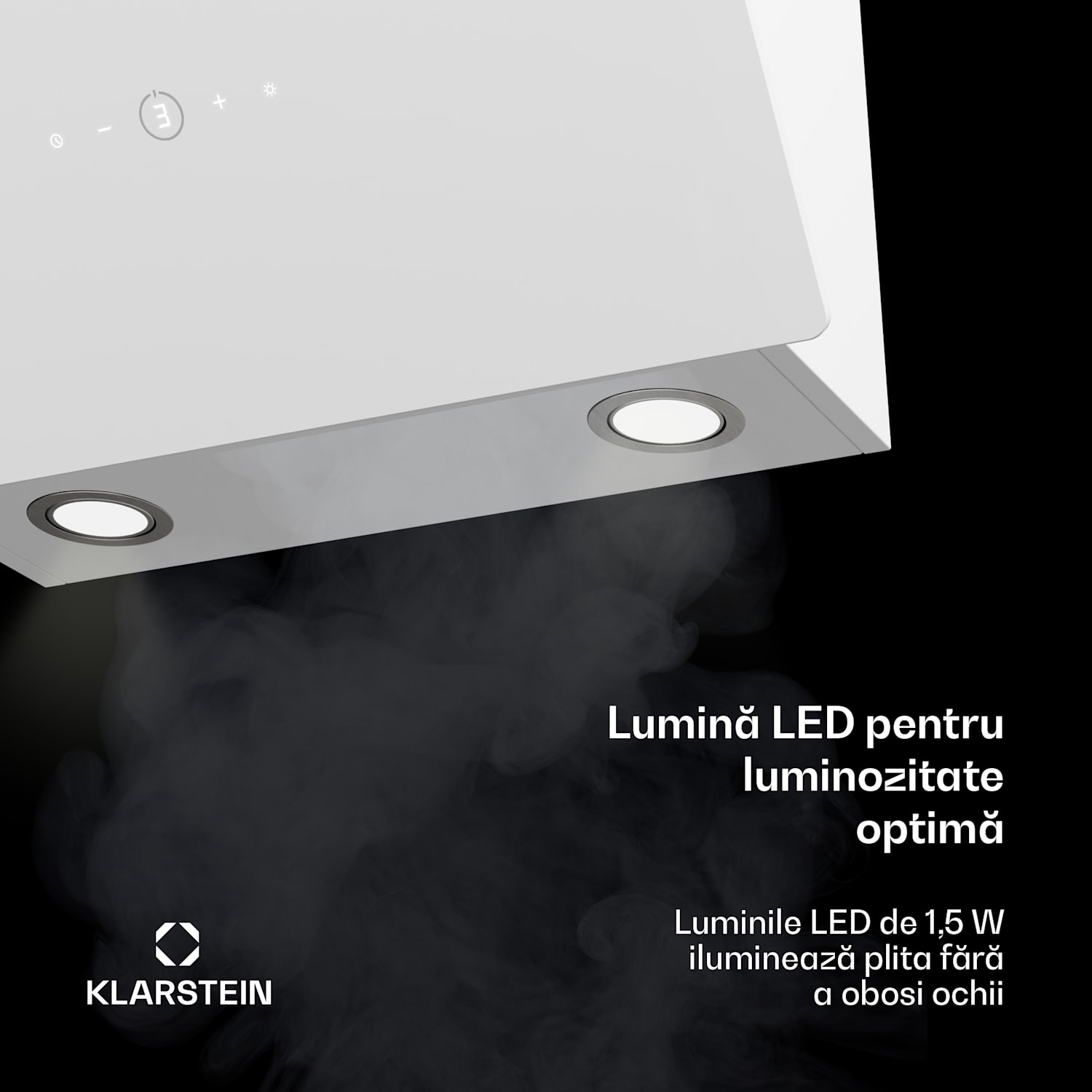 Hota MaxAir, Compact și puternic, Eficiență energetică A++, Ventilație dublă 50 cm | Alb