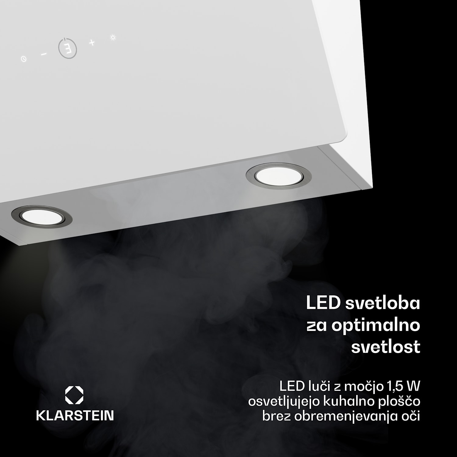 MaxAir napa, Kompaktna in zmogljiva, Energetska učinkovitost A++, Dvojno prezračevanje 50 cm | Bela