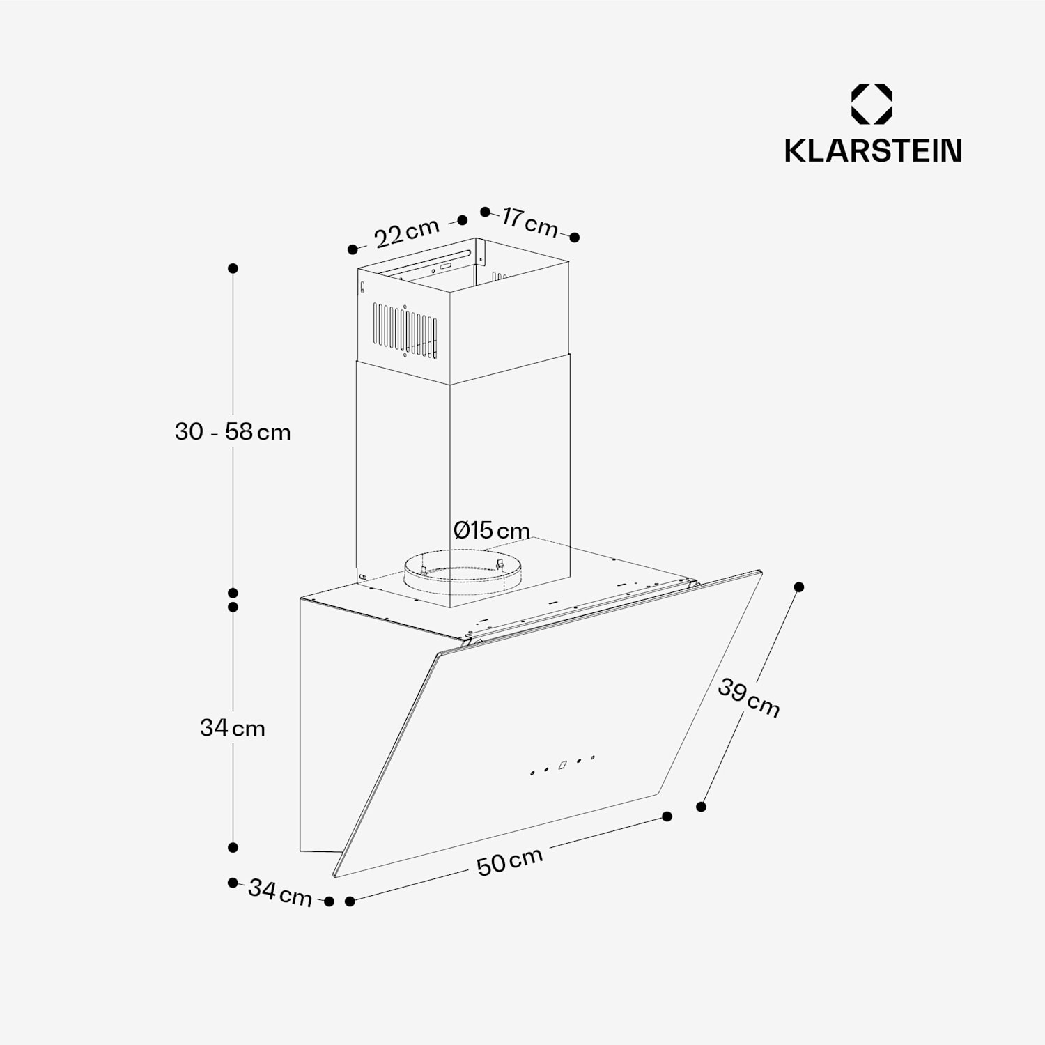 MaxAir napa, Kompaktna in zmogljiva, Energetska učinkovitost A++, Dvojno prezračevanje 50 cm | Bela