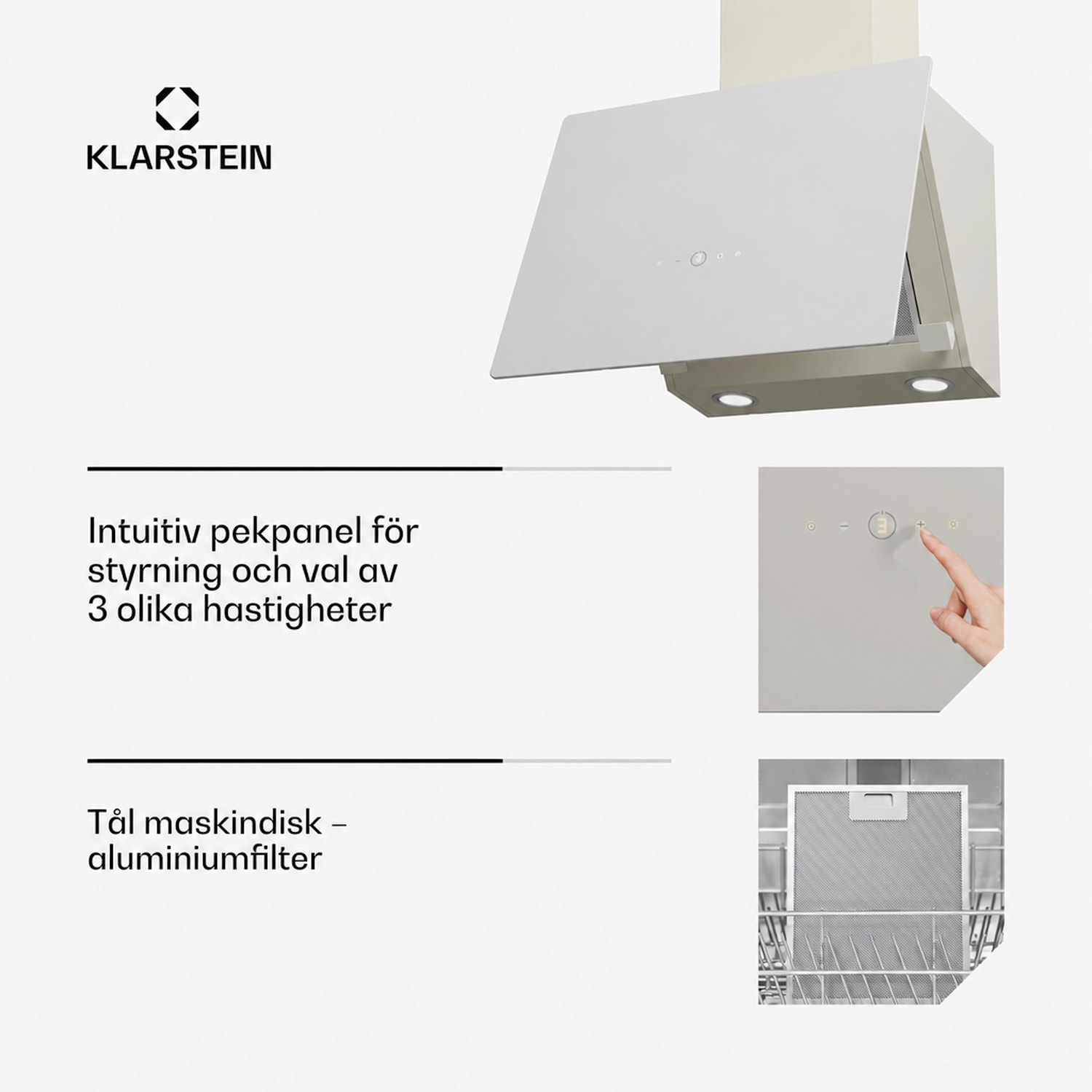 MaxAir köksfläkt | Kompakt och kraftfull | Energieffektivitetsklass A++ | Dubbel ventilation Creme