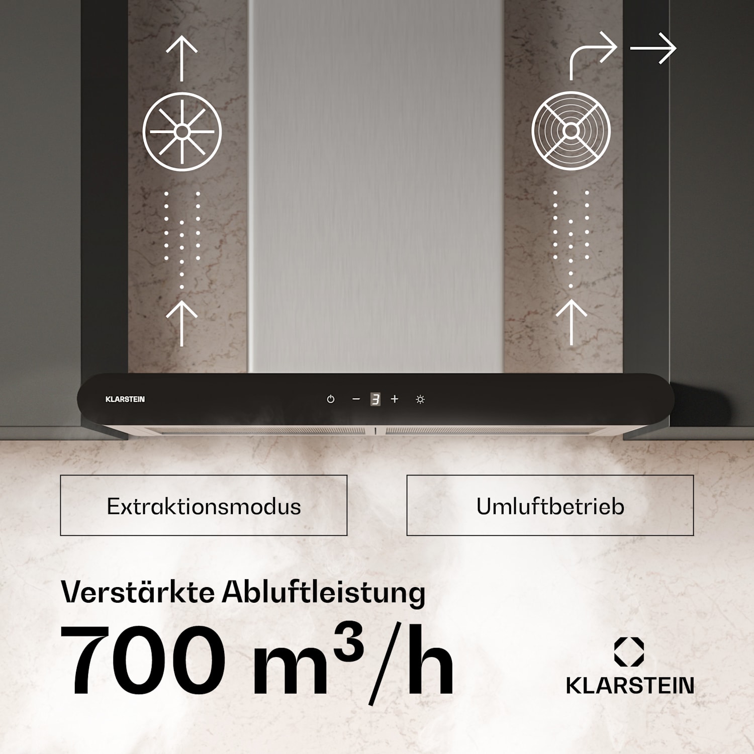 CurveVent Hotte aspirante | 700 m³/h | Tactile | LED | 110 W | CEE A+ 