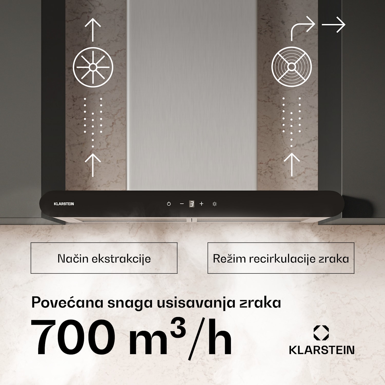 CurveVent napa, 700 m³/h, kontrola na dodir, LED, 110 W, EEK A+ 