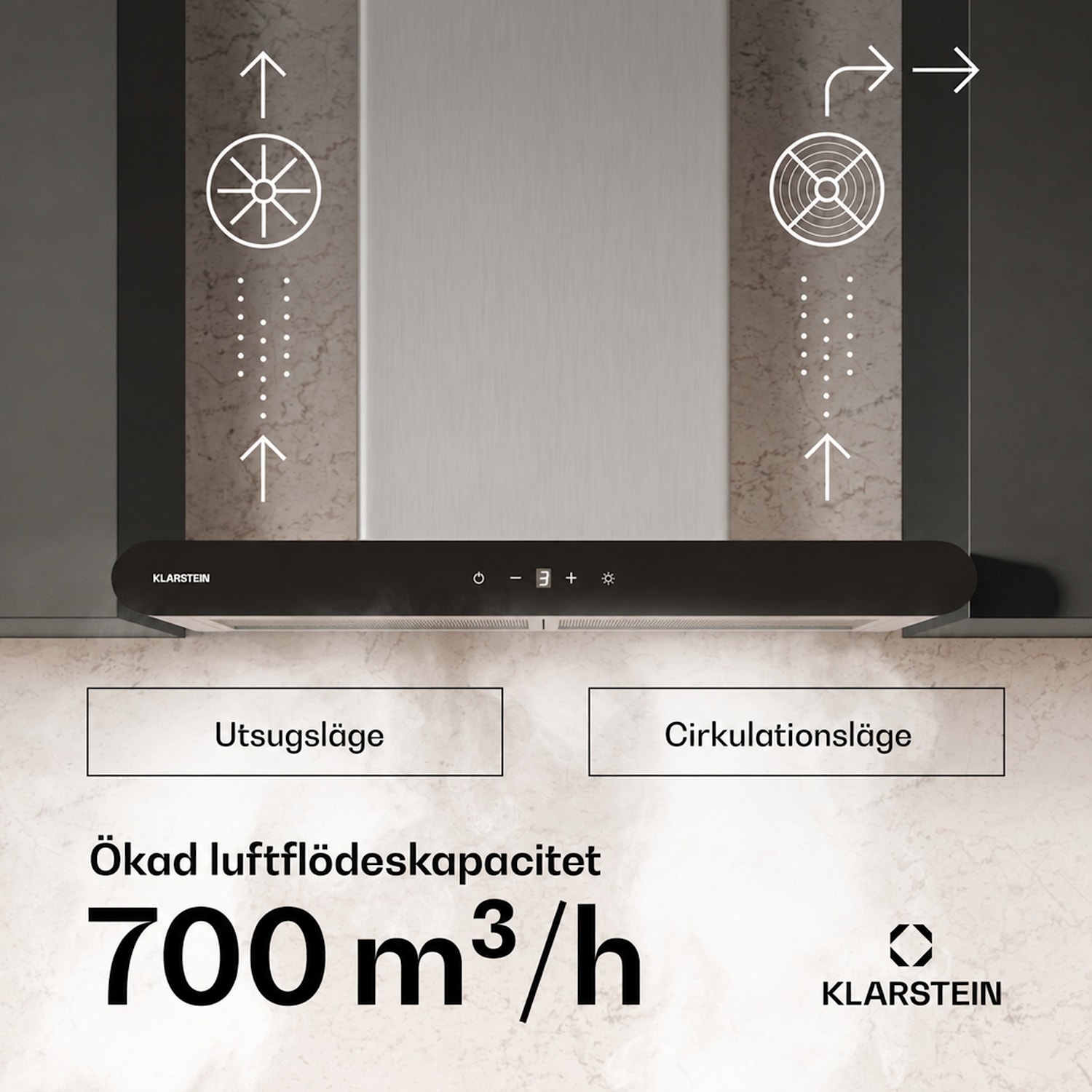 CurveVent fläktkåpa | 682 m³/h | Touch | LED | 110 W | EEK A+ 60 cm