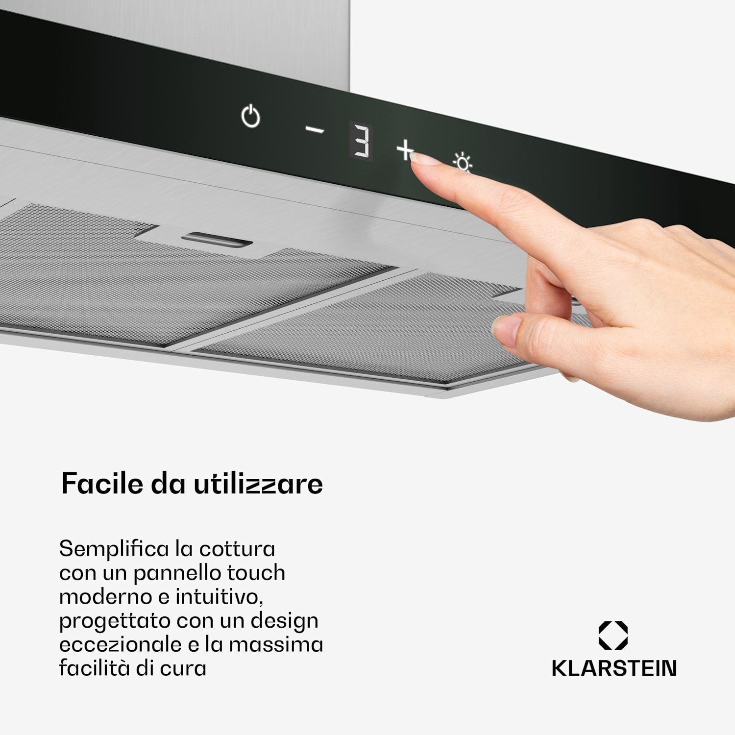 CurveVent - Cappa aspirante | 700 m³/ora | Touch | LED | 110 W | Classe energetica A+ 