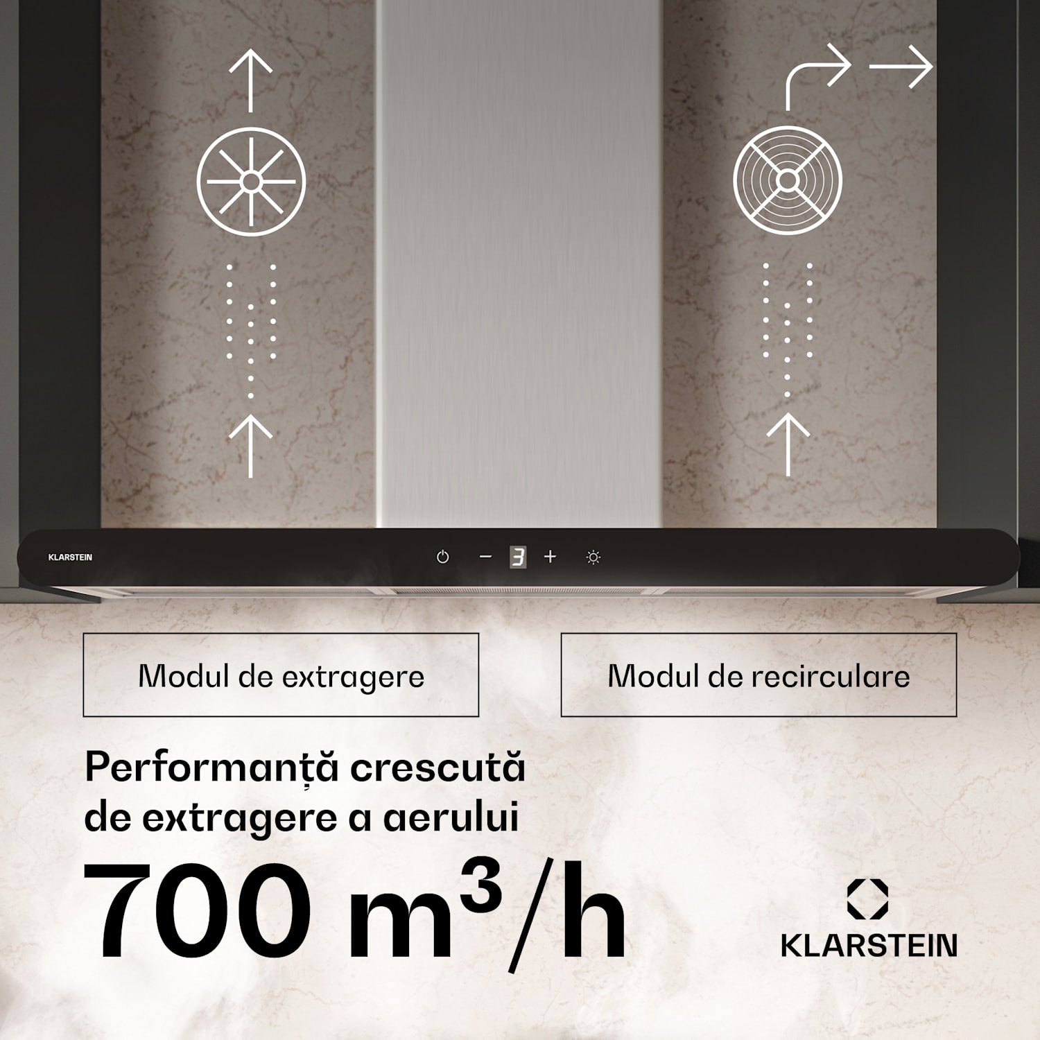 Hota CurveVent, 700 m³/h, Touch, LED, 110 W, EEK A+ 