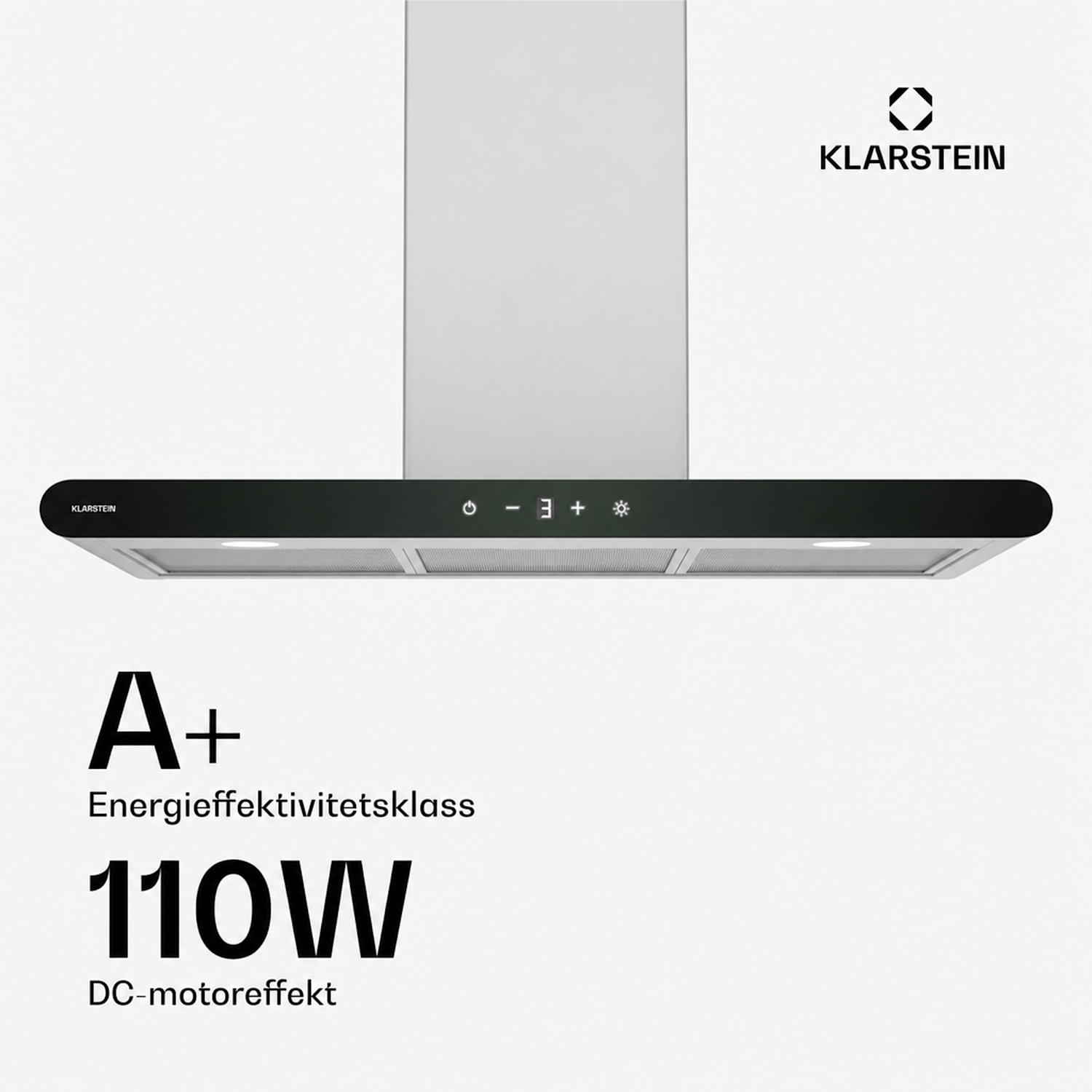 CurveVent köksfläkt | 676 m³/h | touchkontroll | LED | 110 W | energiklass A+ 90 cm