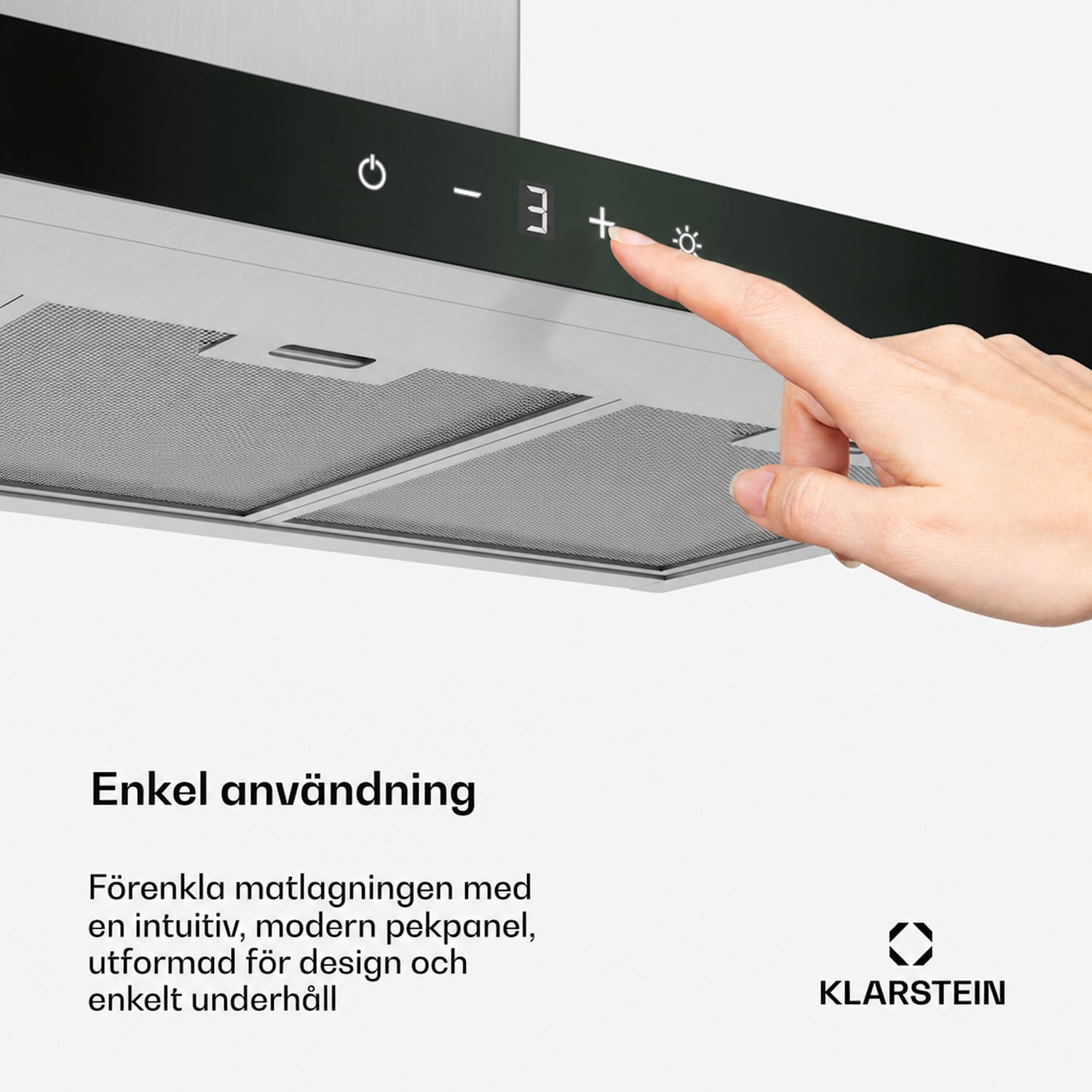CurveVent köksfläkt | 676 m³/h | touchkontroll | LED | 110 W | energiklass A+ 90 cm