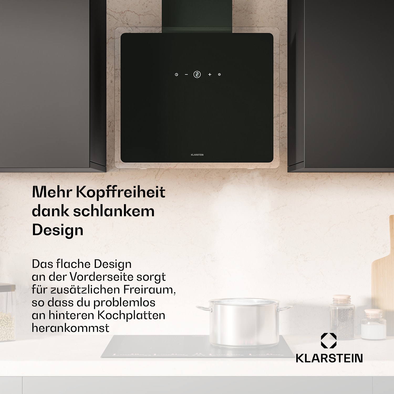 AlizeEdge Dunstabzugshaube | Touch | Flach | Leise | Bauweise | A+ 60 cm | Schwarz