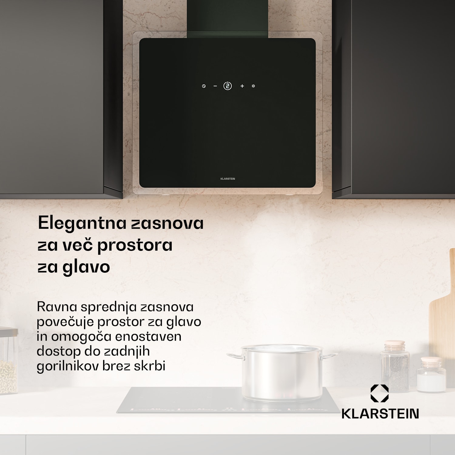 AlizeEdge kuhinjska napa, Na dotik, Ravna, Tiha, Vgradna, A+ 60 cm | Črna