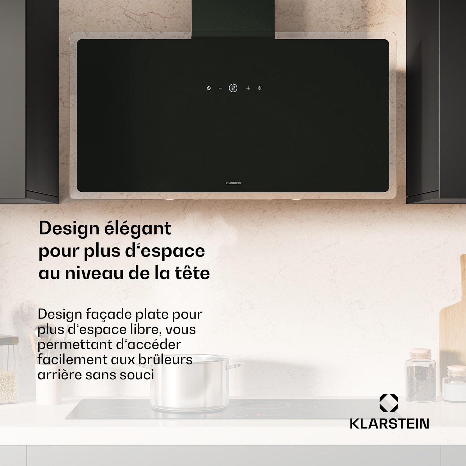 AlizeEdge afzuigkap | touch | vlak | stil | constructie | A+ 90 cm | Zwart