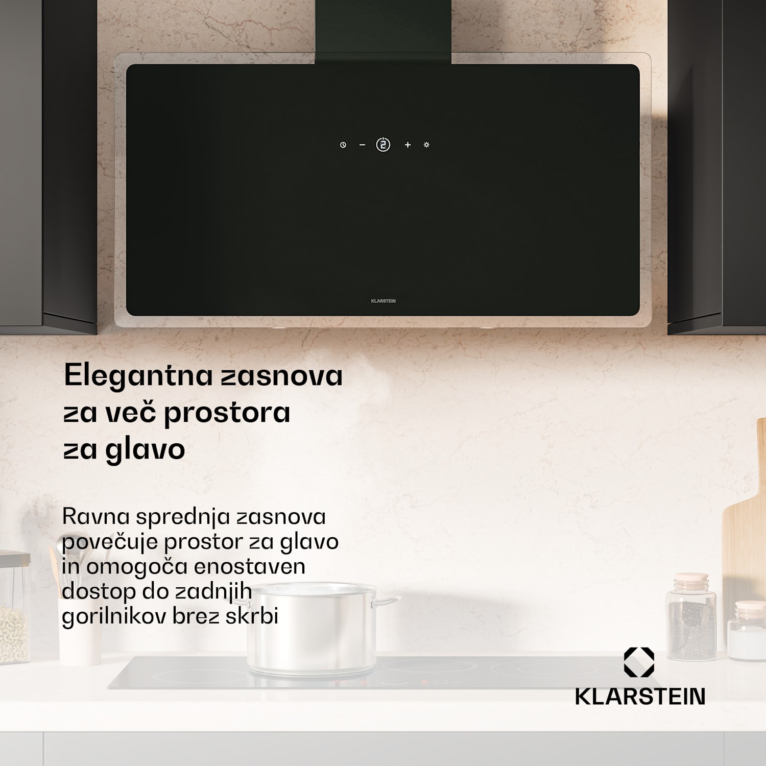 AlizeEdge kuhinjska napa, Na dotik, Ravna, Tiha, Vgradna, A+ 90 cm | Črna