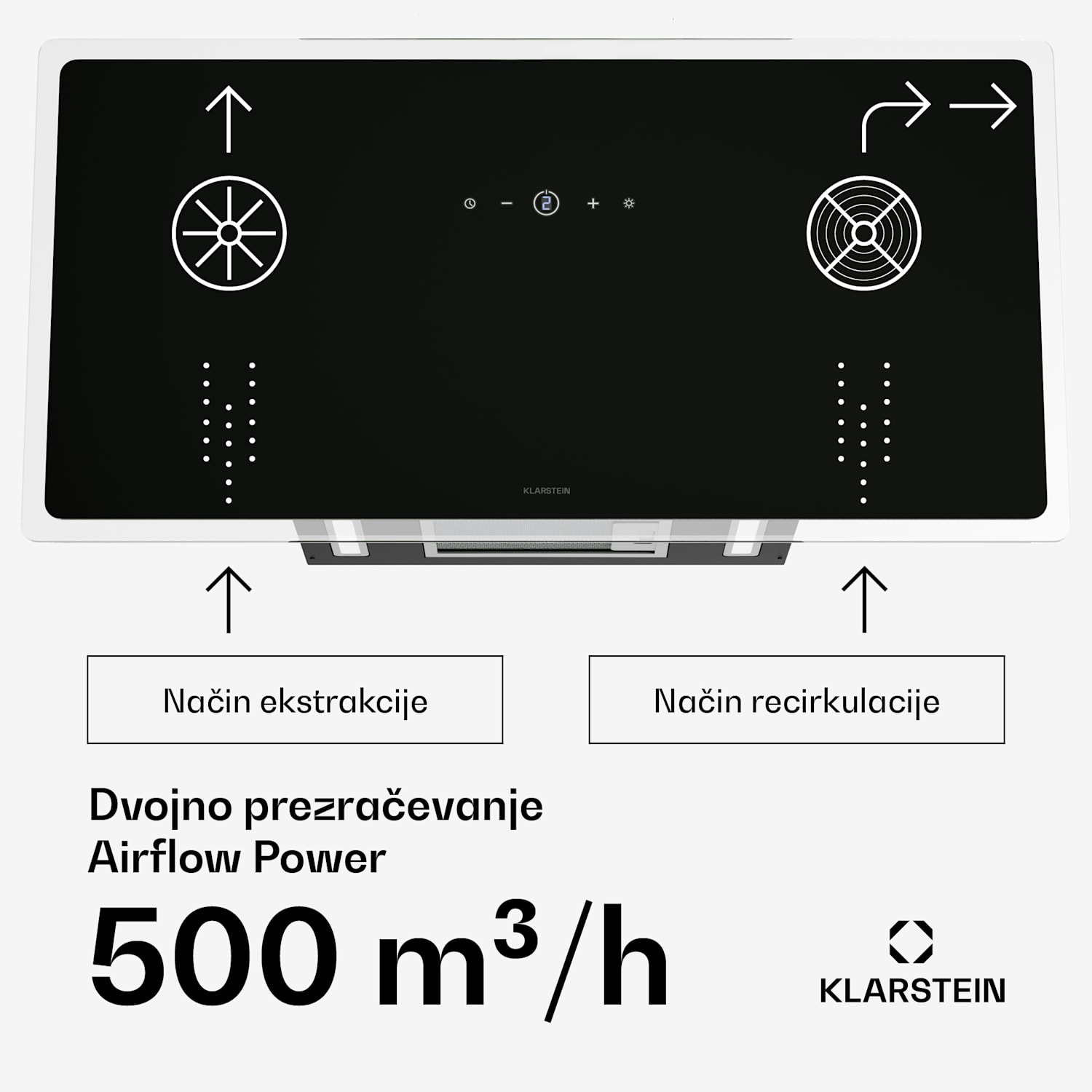 AlizeEdge kuhinjska napa, Na dotik, Ravna, Tiha, Vgradna, A+ 90 cm | Črna