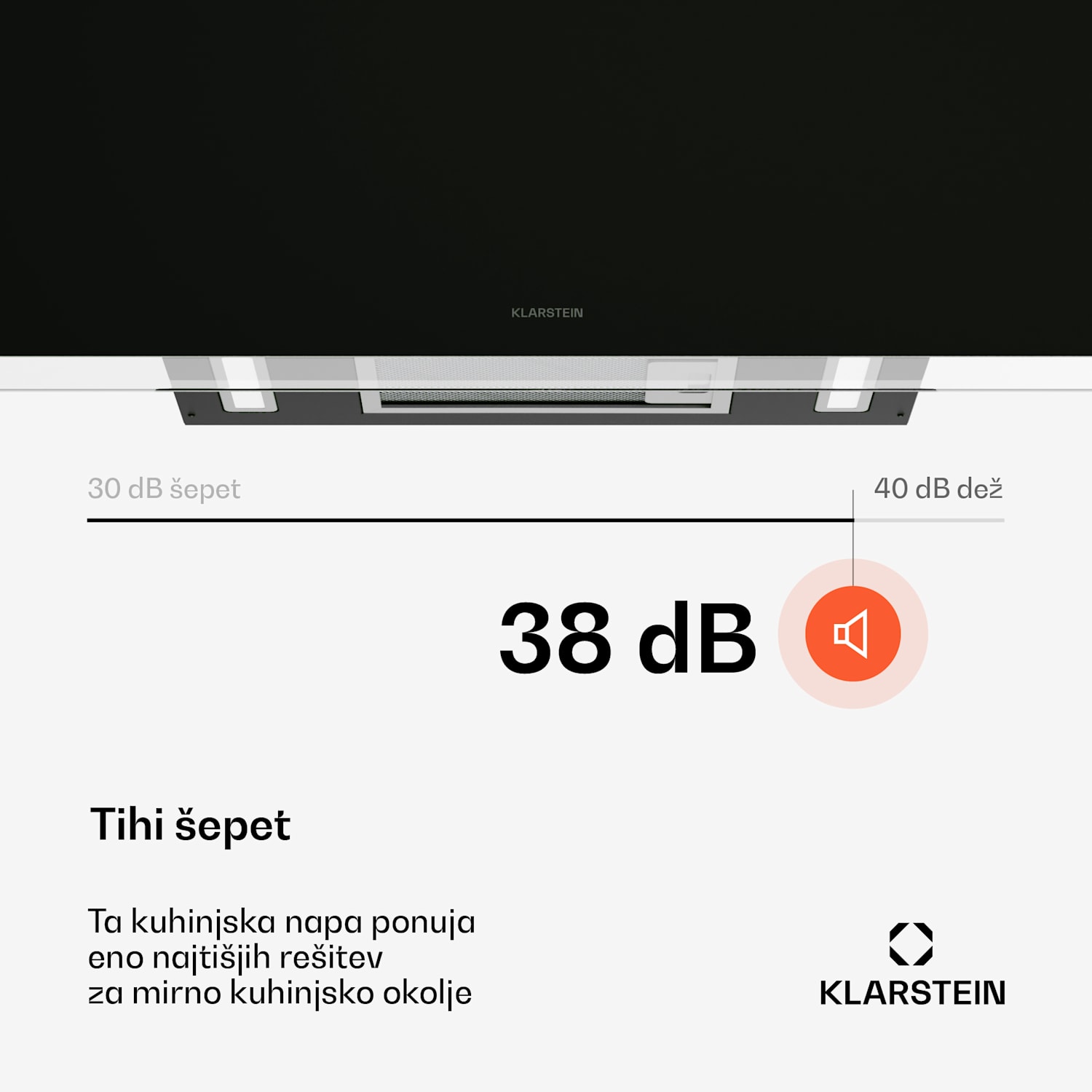 AlizeEdge kuhinjska napa, Na dotik, Ravna, Tiha, Vgradna, A+ 90 cm | Črna