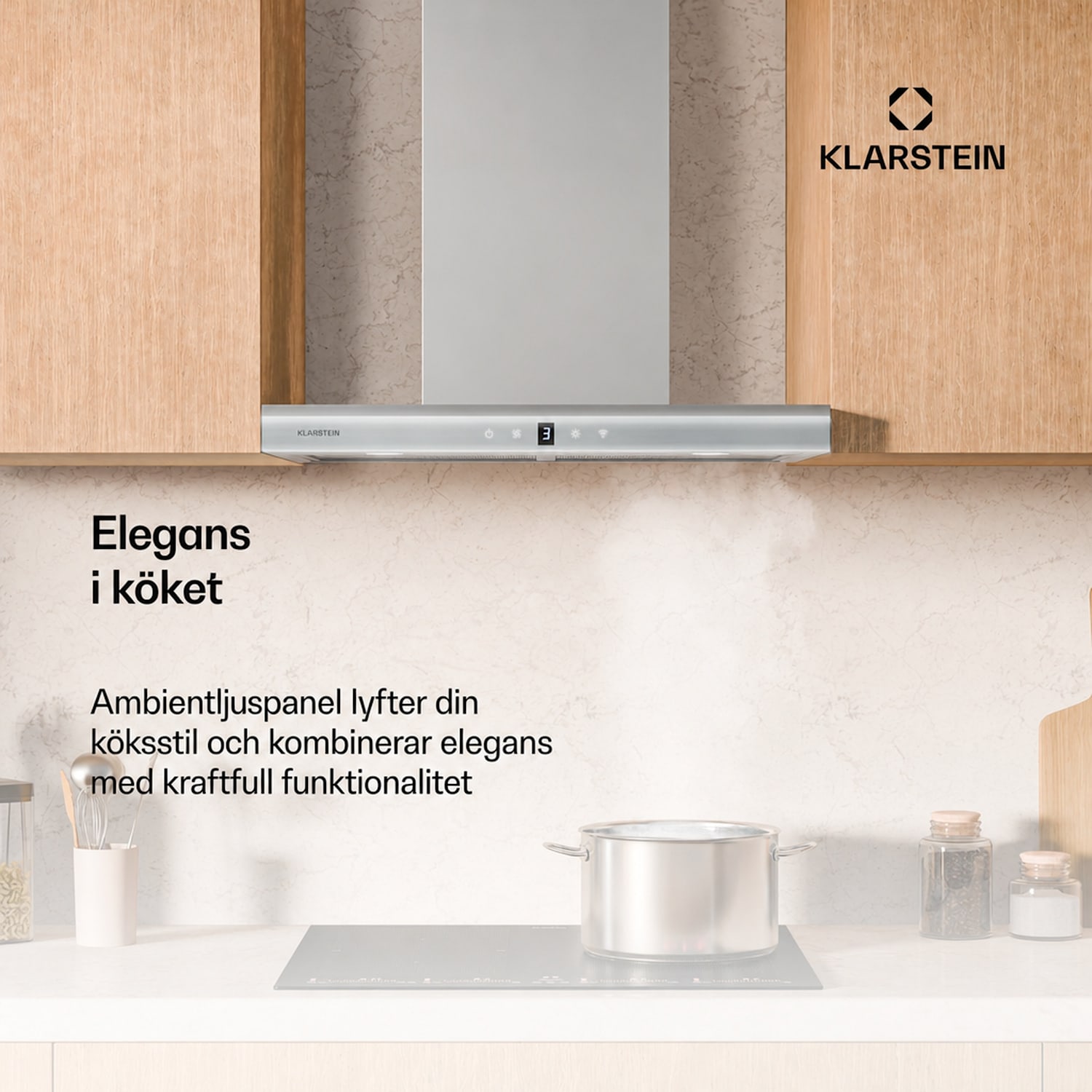 Auriana fläktkåpa | Ambient Light | 690 m³/h | WiFi | Touch | LED 60 cm