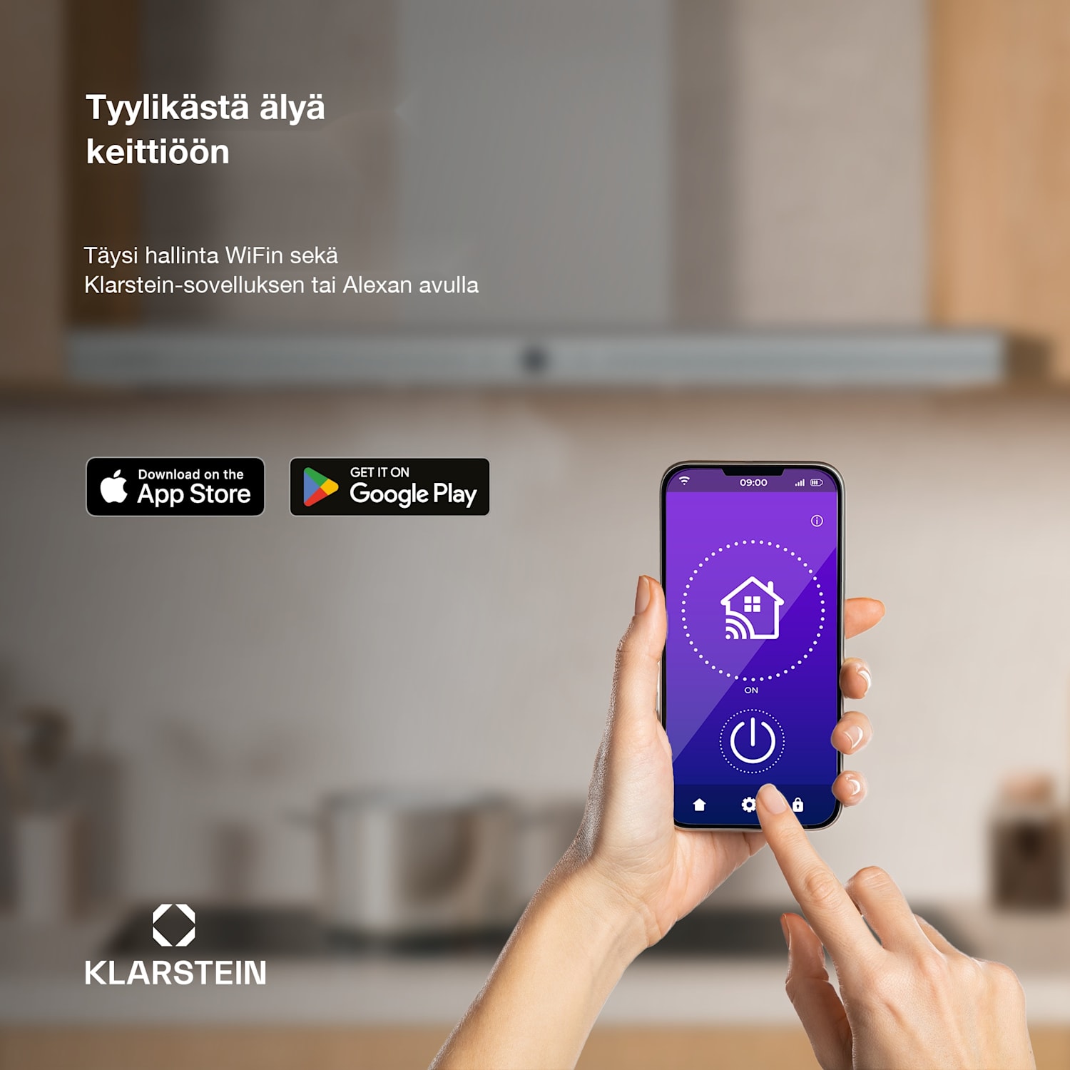 Auriana-liesituuletin | tunnelmavalo | 700 m³/h | WiFi | kosketus | LED 90 cm