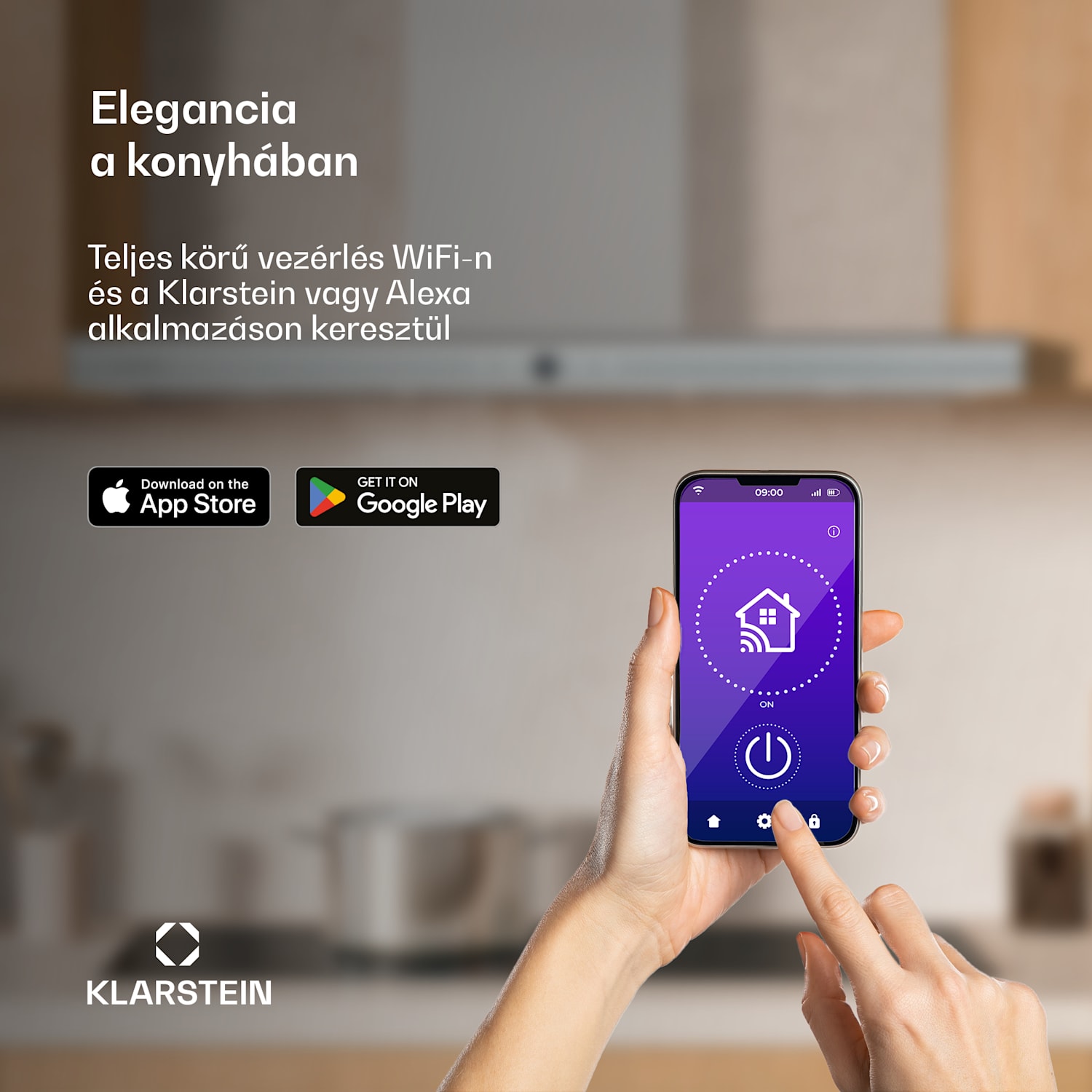 Auriana páraelszívó, Környezeti fény, 700 m³/h, WiFi, Touch, LED 