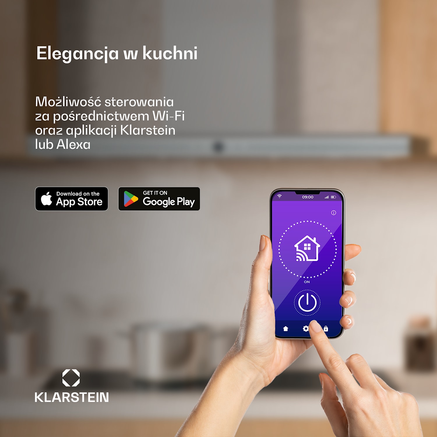 Auriana okap kuchenny, oświetlenie ambientowe, 700 m³/h, Wi-Fi, panel dotykowy, LED 