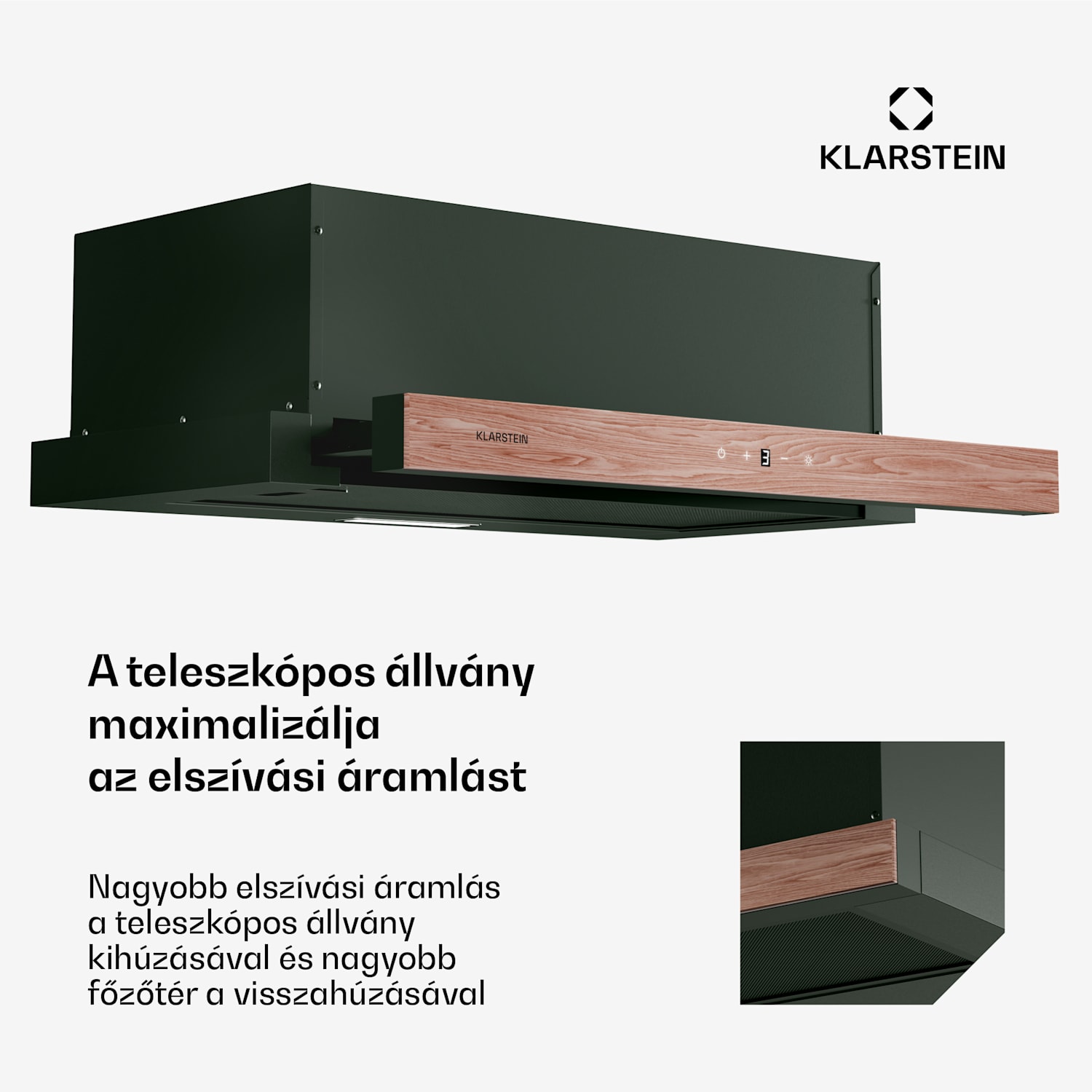 ZenFusion páraelszívó, légáram 400 m³/h, EEK A, elszívás/visszavezetés, 3 szint, csendes 60 cm | Fekete