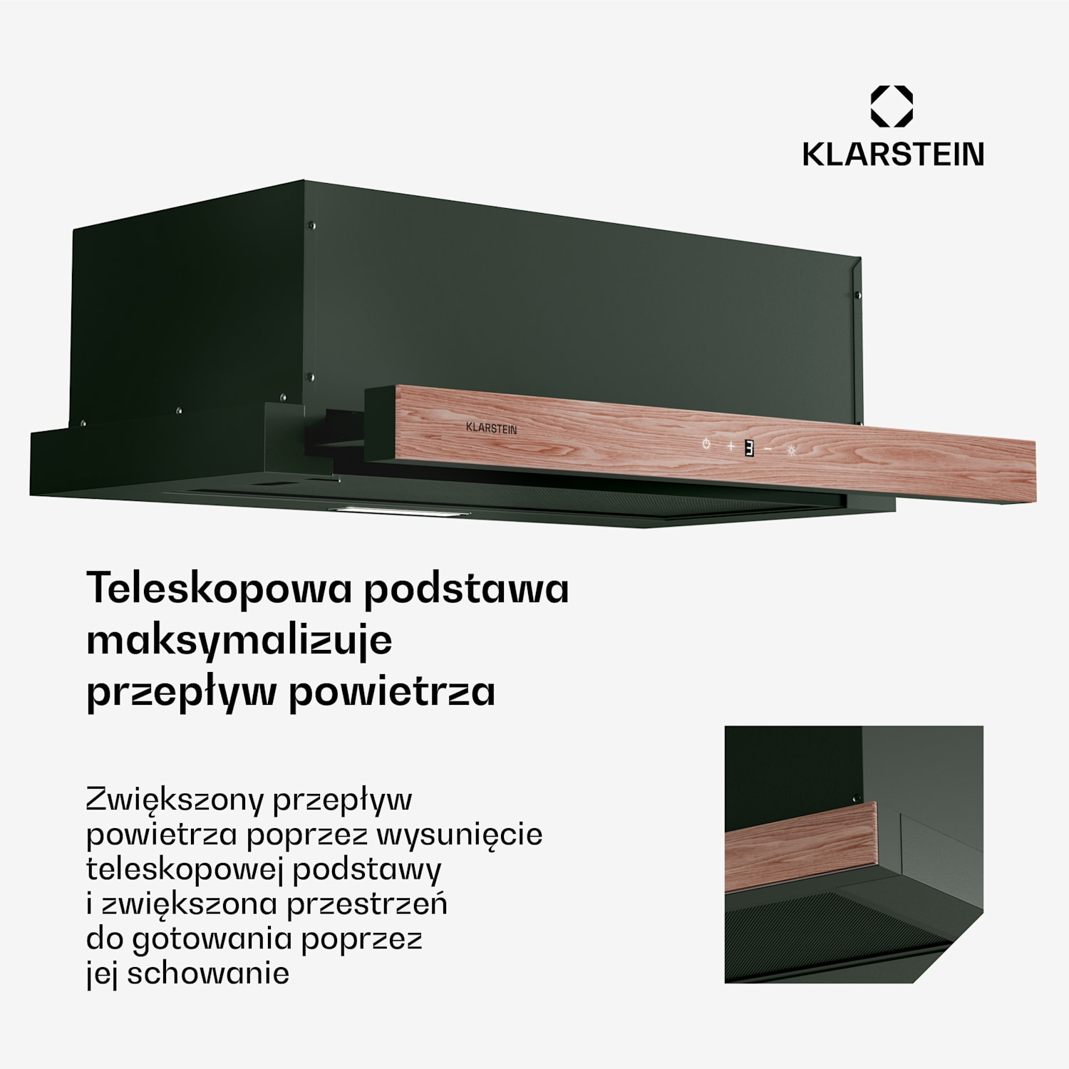 ZenFusion okap kuchenny, przepływ powietrza 400 m³/h, klasa efektywności energetycznej A, wyciąg powietrza/recyrkulacja, 3 prędkości, cichy 60 cm | Czarny