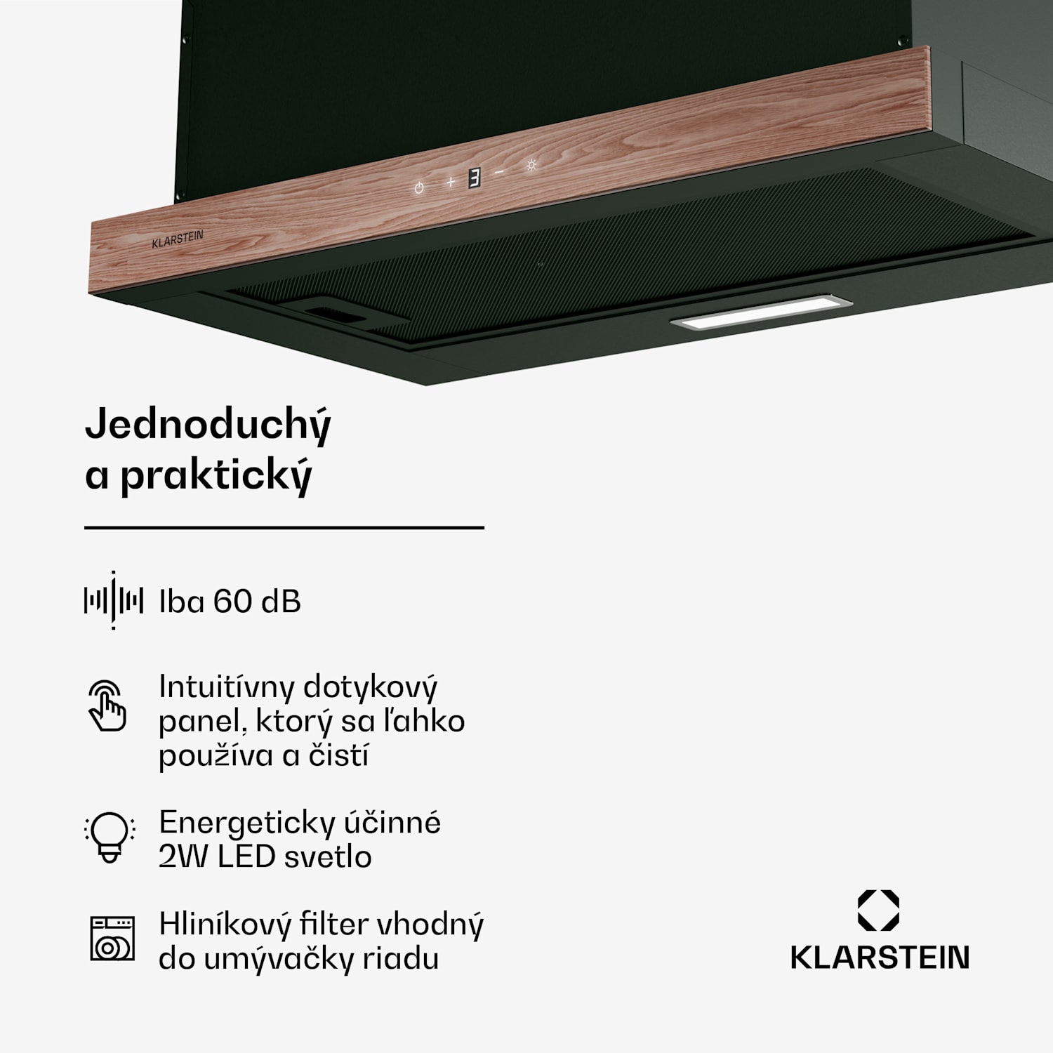 ZenFusion digestor, prietok vzduchu 400 m³/h, EEK A, odsávanie/recirkulácia, 3 úrovne, tichý 60 cm | Čierna