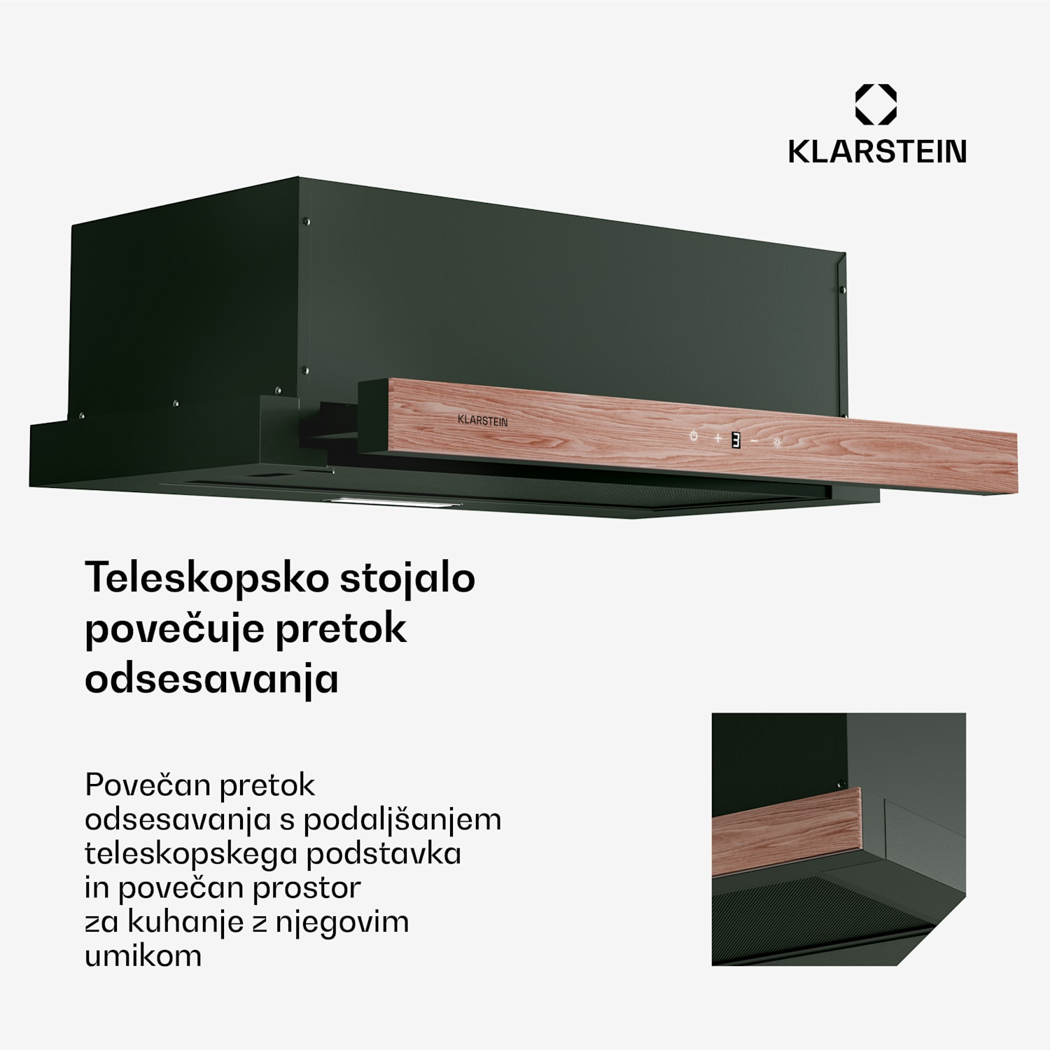 Napa ZenFusion, pretok zraka 400 m³/h, EEK A, odsesavanje/recirkulacija, 3 stopnje, tiha 60 cm | Črna