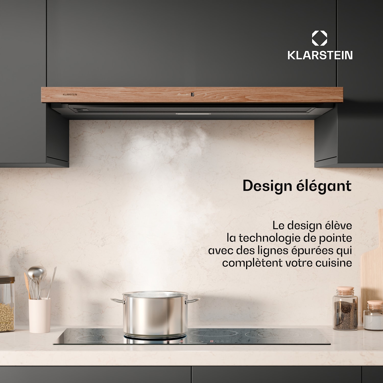 ZenFusion afzuigkap | 400 m³/h luchtdebiet | EEK A | afvoer/circulatie | 3 standen | zacht 90 cm | Zwart