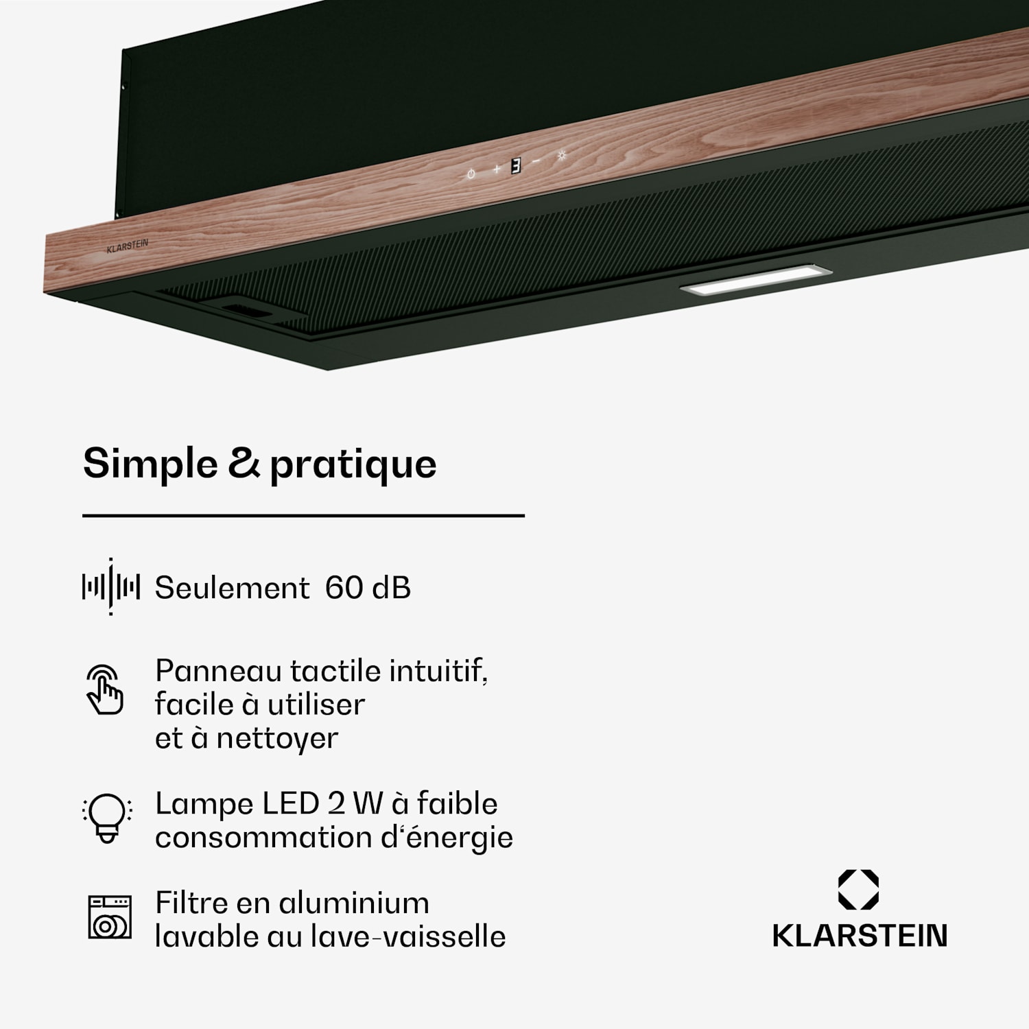 ZenFusion afzuigkap | 400 m³/h luchtdebiet | EEK A | afvoer/circulatie | 3 standen | zacht 90 cm | Zwart