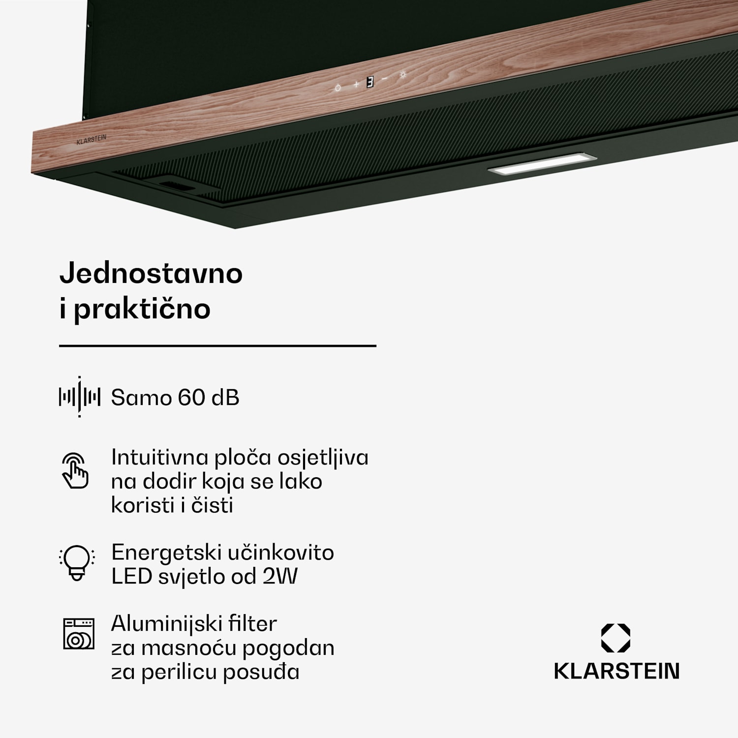 ZenFusion napa, protok zraka 400 m³/h, EEK A, ekstrakcija/recirkulacija, 3 razine, tihi rad 90 cm | Crna