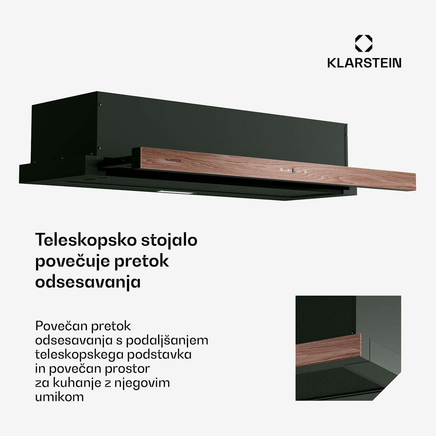 Napa ZenFusion, pretok zraka 400 m³/h, EEK A, odsesavanje/recirkulacija, 3 stopnje, tiha 90 cm | Črna