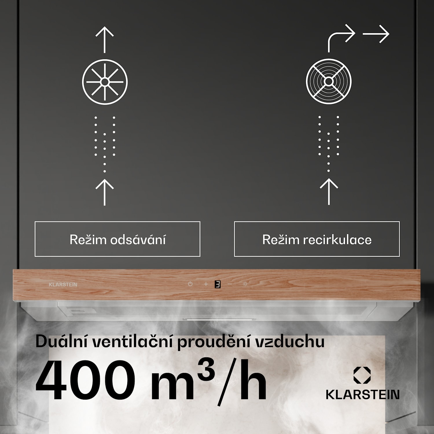 ZenFusion digestoř, průtok vzduchu 400 m³/h, EEK A, odsávání/recirkulace, 3 úrovně, tichá 60 cm | Bílá