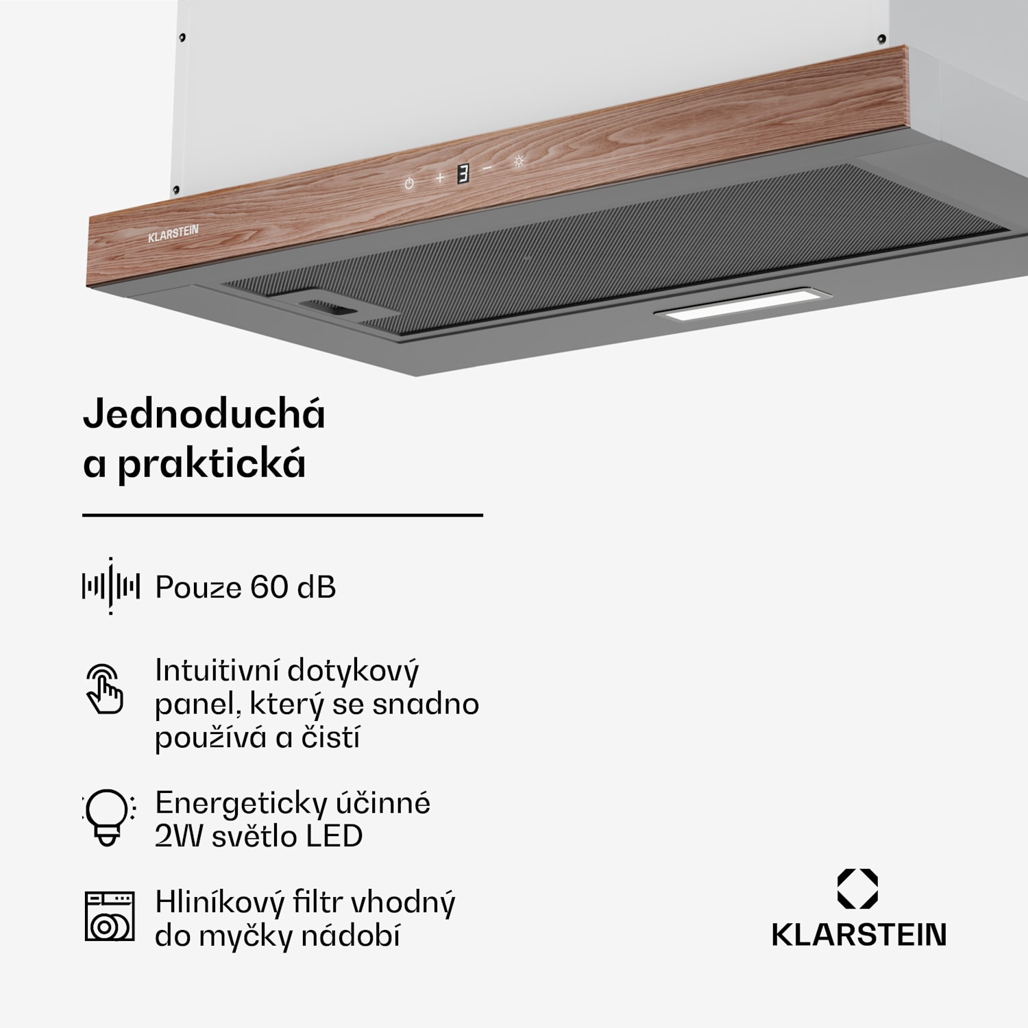 ZenFusion digestoř, průtok vzduchu 400 m³/h, EEK A, odsávání/recirkulace, 3 úrovně, tichá 60 cm | Bílá