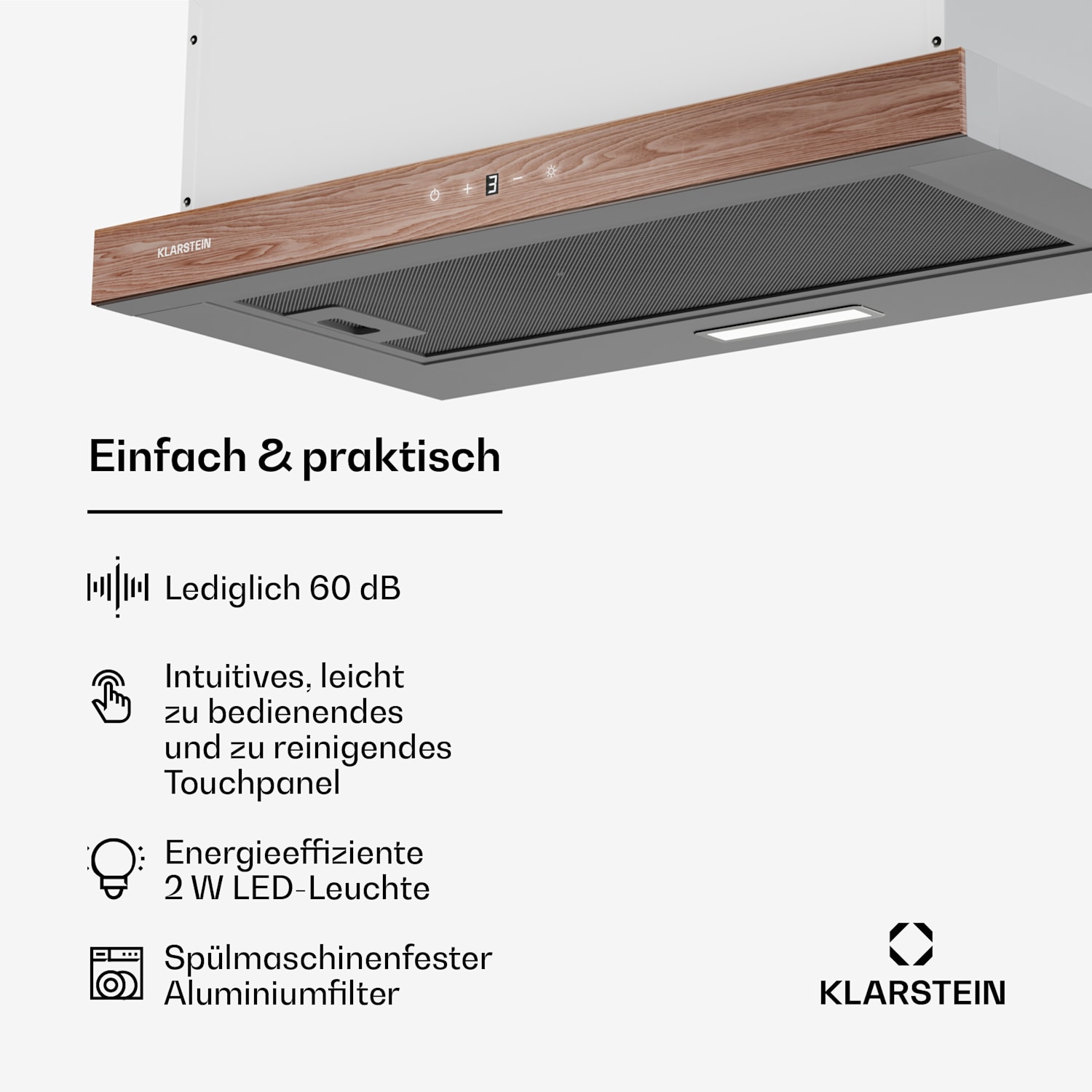 ZenFusion Dunstabzugshaube | 400 m³/h Luftdurchsatz | EEK A | Abluft/Umluft | 3 Stufen | leise 60 cm | Weiß