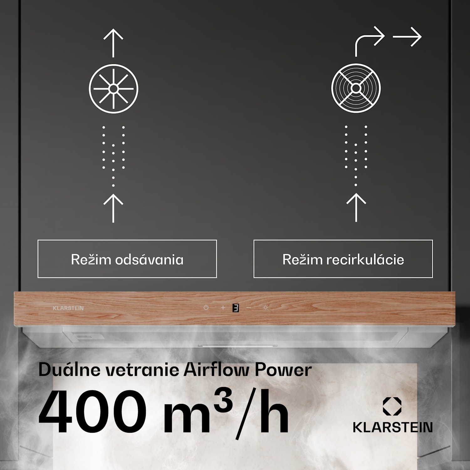 ZenFusion digestor, prietok vzduchu 400 m³/h, EEK A, odsávanie/recirkulácia, 3 úrovne, tichý 60 cm | Biela