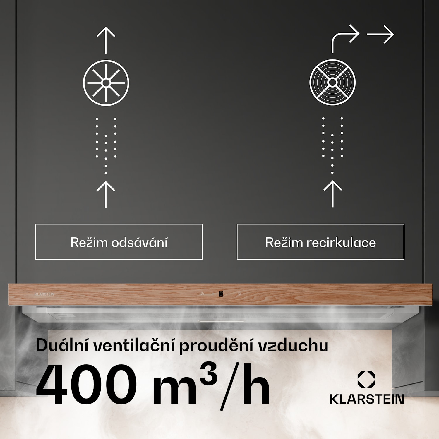 ZenFusion digestoř, průtok vzduchu 400 m³/h, EEK A, odsávání/recirkulace, 3 úrovně, tichá 90 cm | Bílá