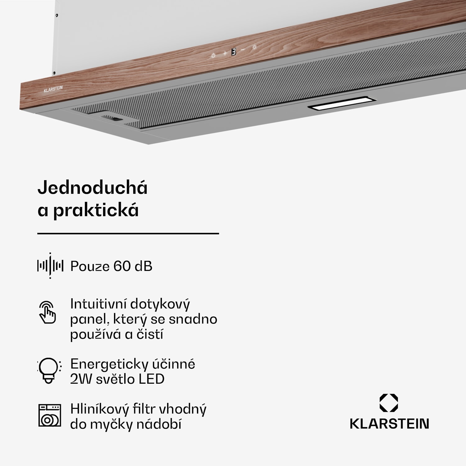 ZenFusion digestoř, průtok vzduchu 400 m³/h, EEK A, odsávání/recirkulace, 3 úrovně, tichá 