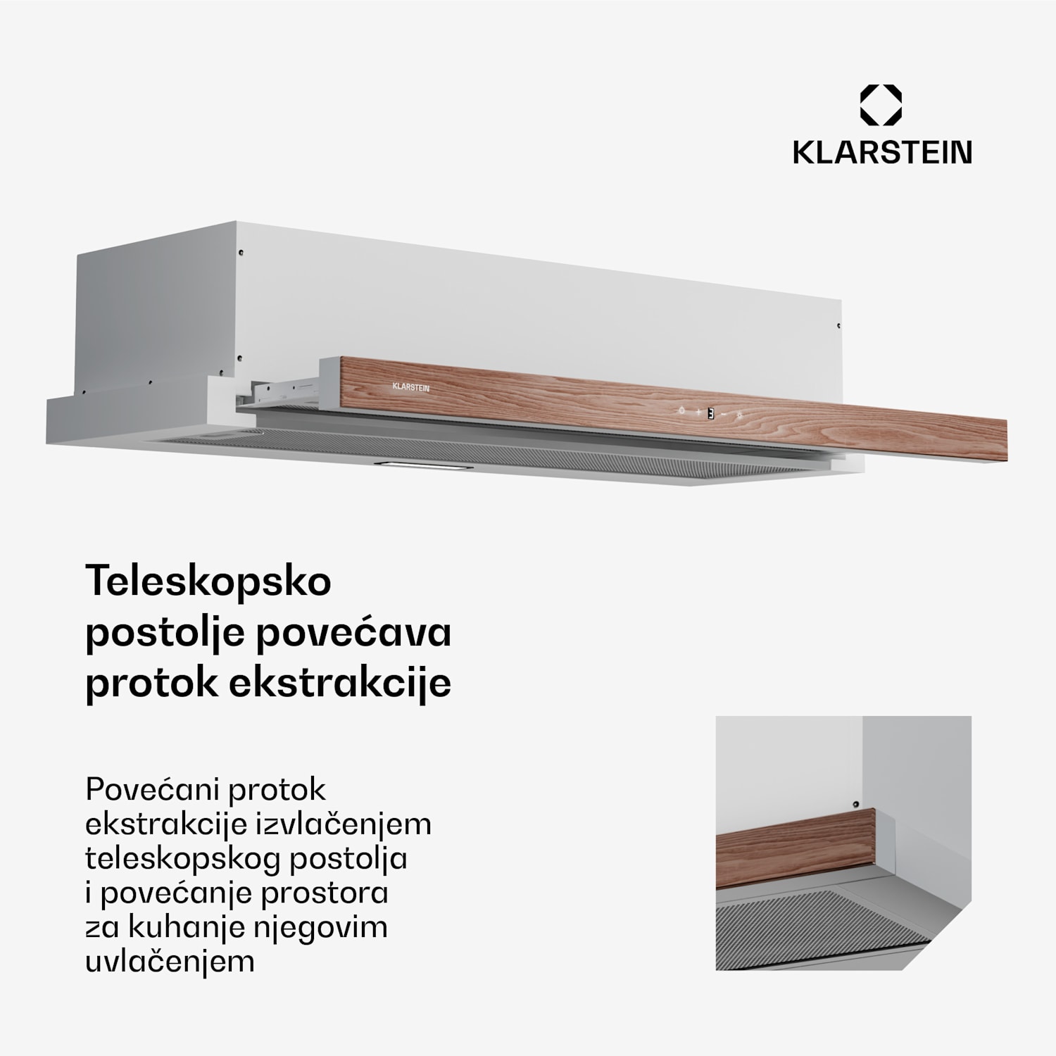 ZenFusion napa, protok zraka 400 m³/h, EEK A, ekstrakcija/recirkulacija, 3 razine, tihi rad 90 cm | Bijela