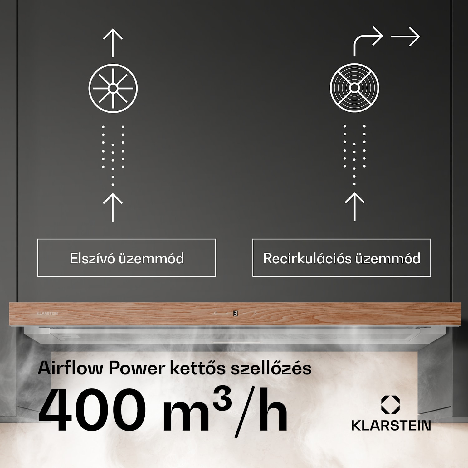 ZenFusion páraelszívó, légáram 400 m³/h, EEK A, elszívás/visszavezetés, 3 szint, csendes 90 cm | Fehér