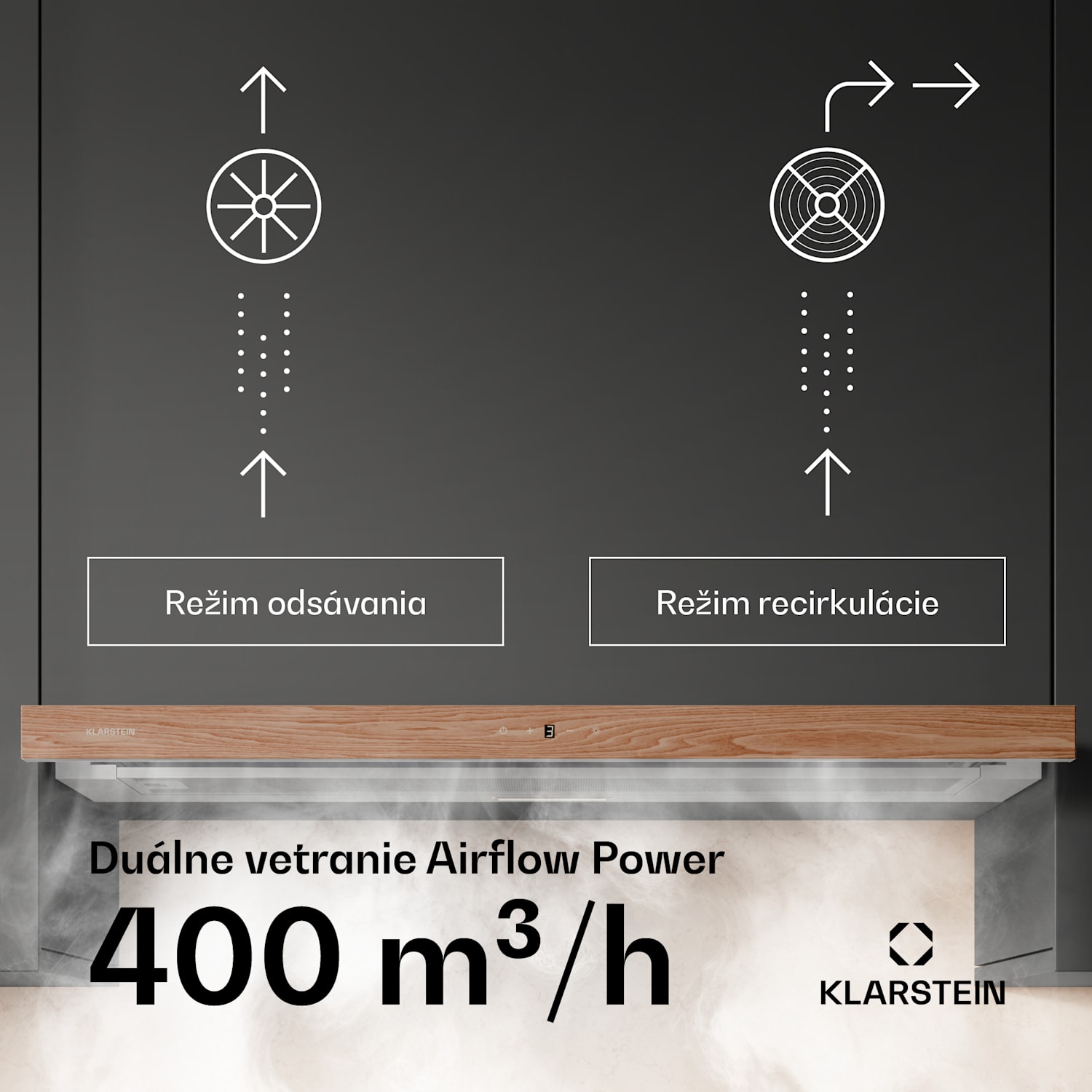 ZenFusion digestor, prietok vzduchu 400 m³/h, EEK A, odsávanie/recirkulácia, 3 úrovne, tichý 90 cm | Biela