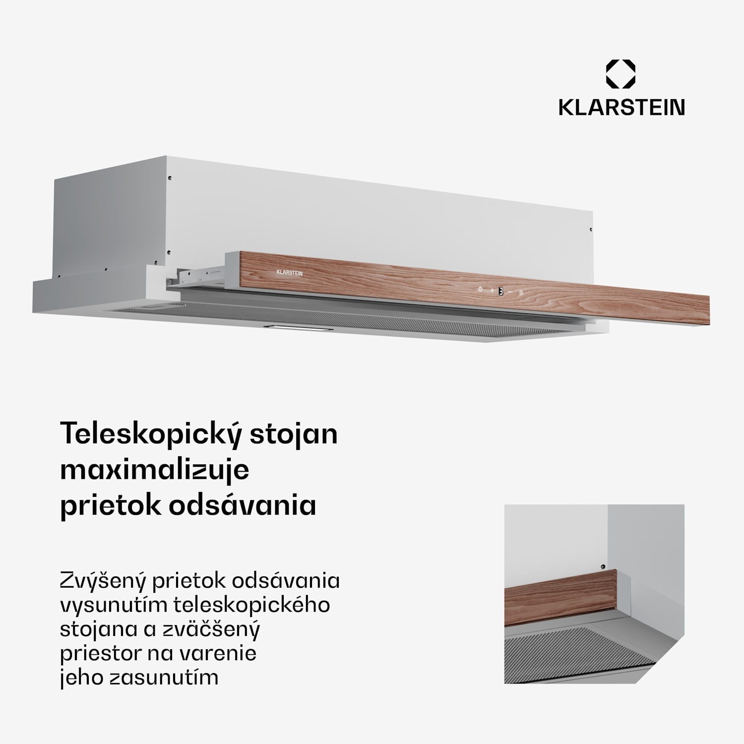 ZenFusion digestor, prietok vzduchu 400 m³/h, EEK A, odsávanie/recirkulácia, 3 úrovne, tichý 90 cm | Biela
