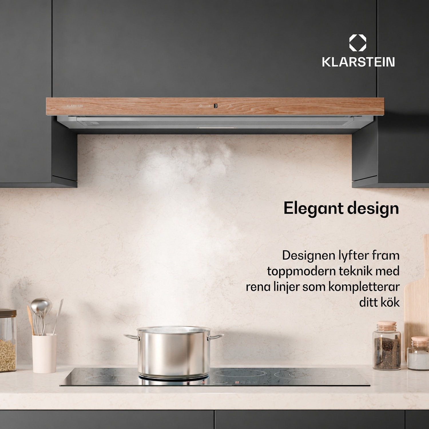 ZenFusion köksfläkt | 400 m³/h luftflöde | EEK A | Friluft/resirkulation | 3 hastighetssteg | tystgående 90 cm | Vit