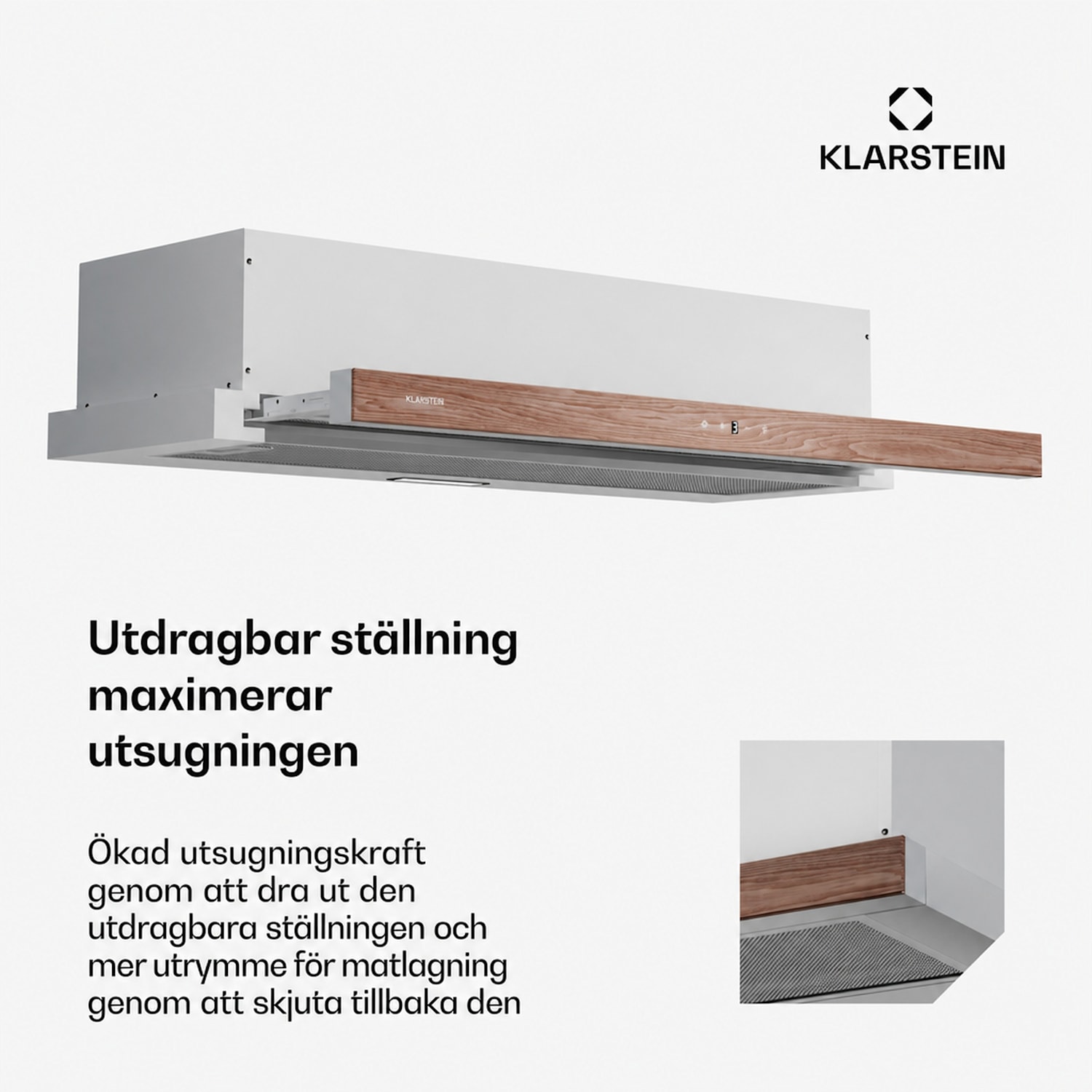 ZenFusion köksfläkt | 400 m³/h luftflöde | EEK A | Friluft/resirkulation | 3 hastighetssteg | tystgående 90 cm | Vit
