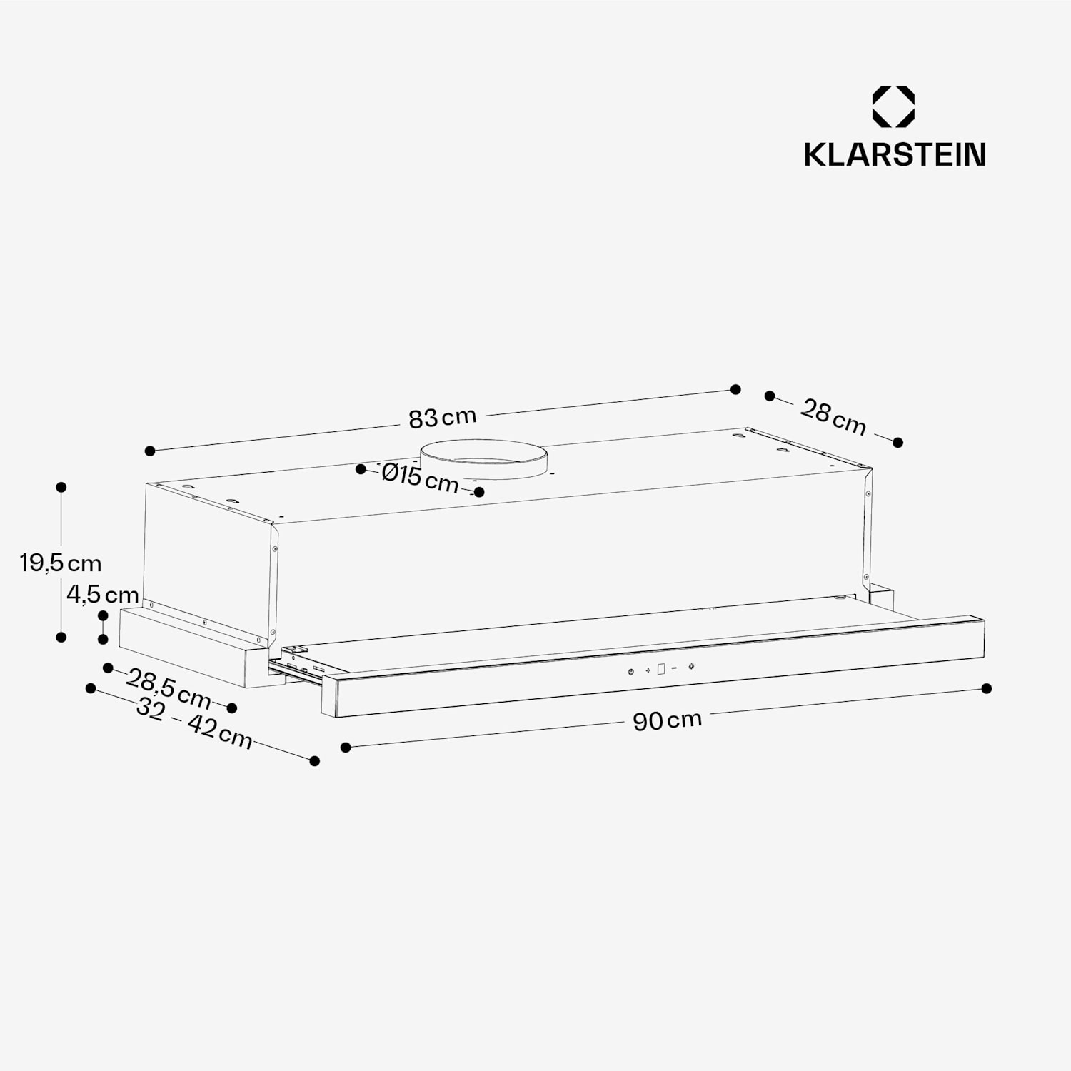 Hota ZenFusion, debit de aer 400 m³/h, EEK A, extragere/recirculare, 3 niveluri, silențioasă 90 cm | Alb