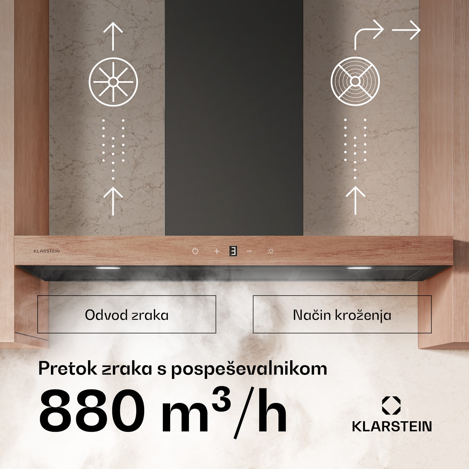 ZenFusion T kuhinjska napa, 881,6 m³/h, A++, 210 W DC, 47 dB 90 cm | Črna
