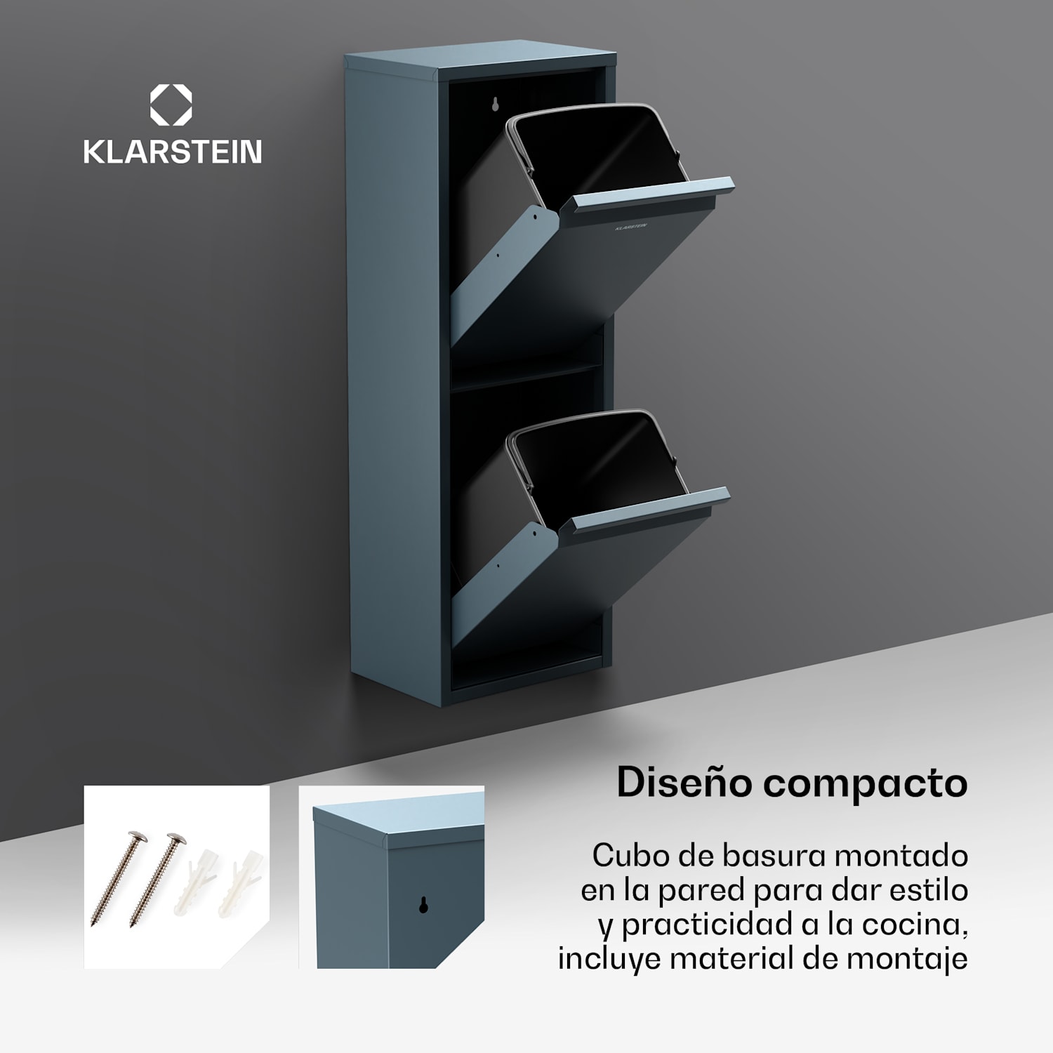 Cubo de basura de cocina Ordnungshüter 2 36 L 36 L | Antracita