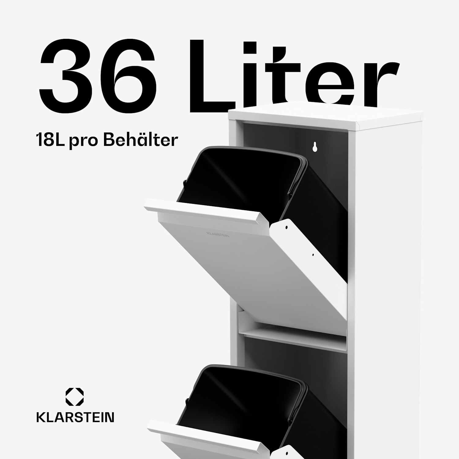 Ordnungshüter 2 Küchenmülleimer 36 L 36 Ltr | Weiß